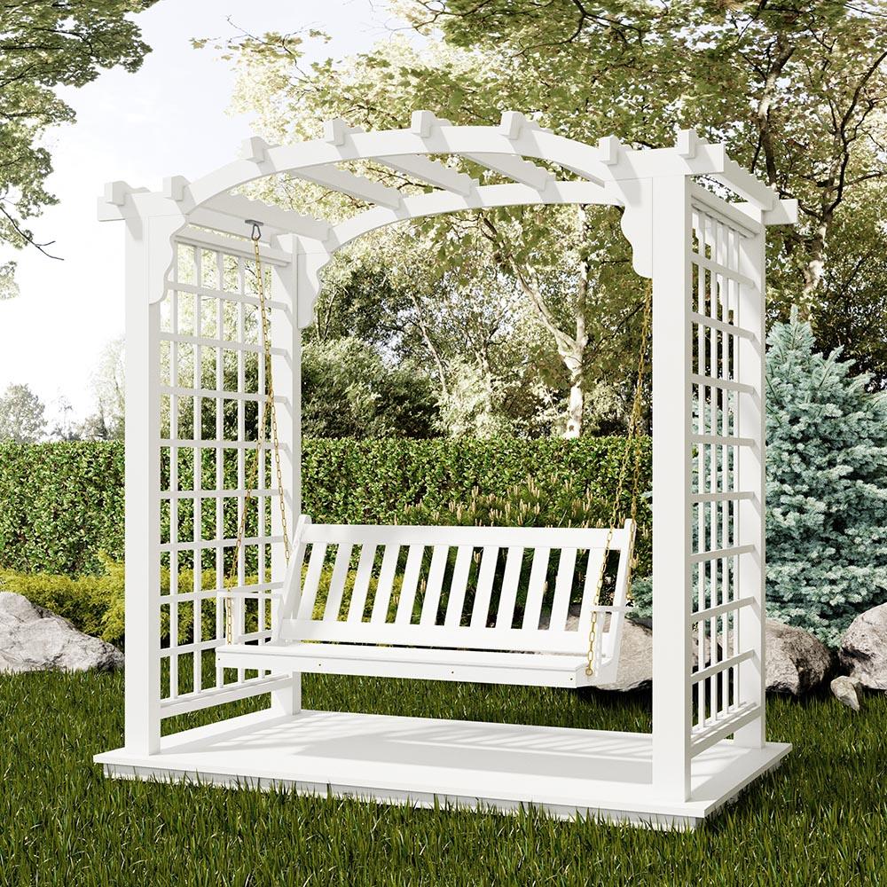 Just In! White Arbor With Hanging Swing