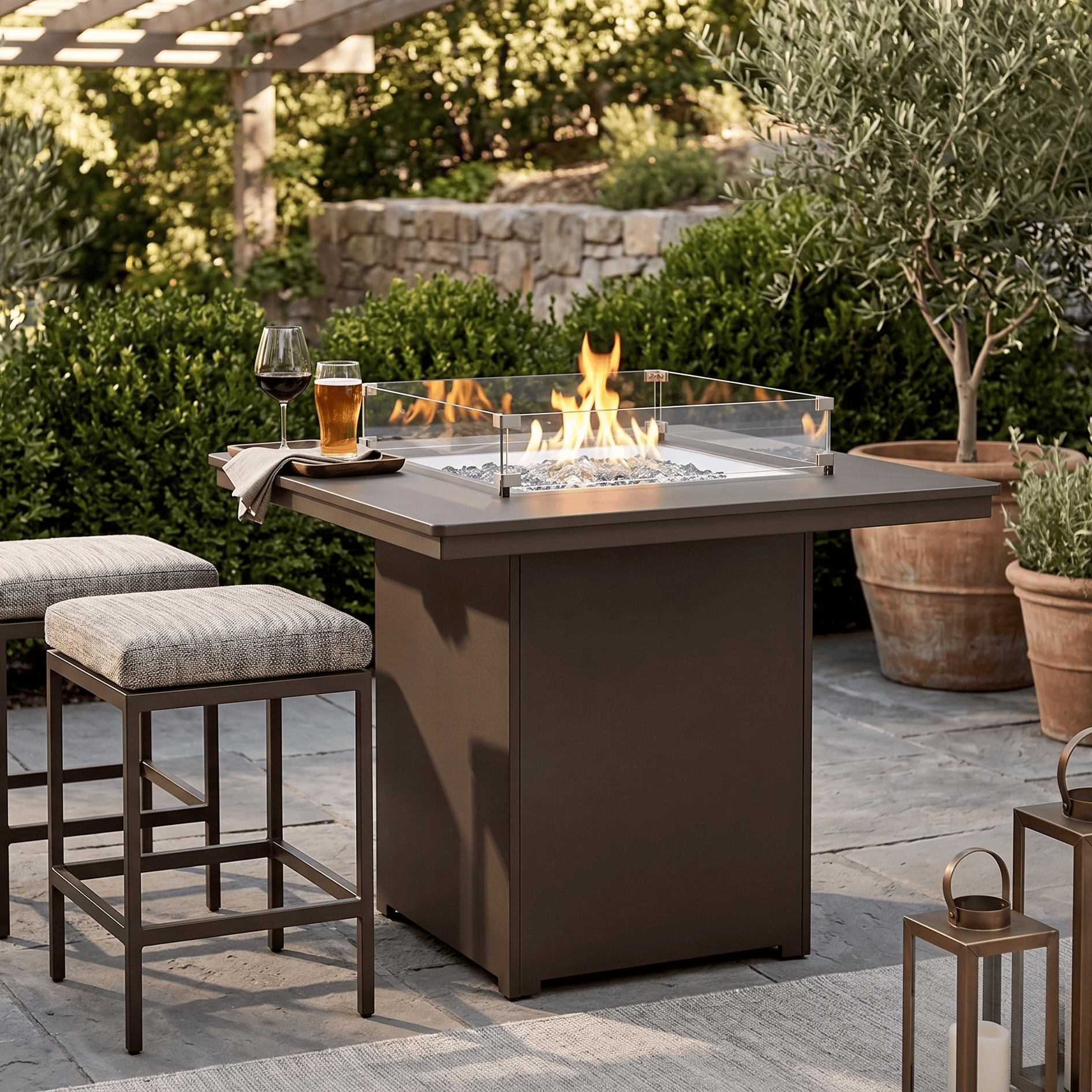Berlin Gardens Numa Fire Pit Bar Table - Thumbnail 3
