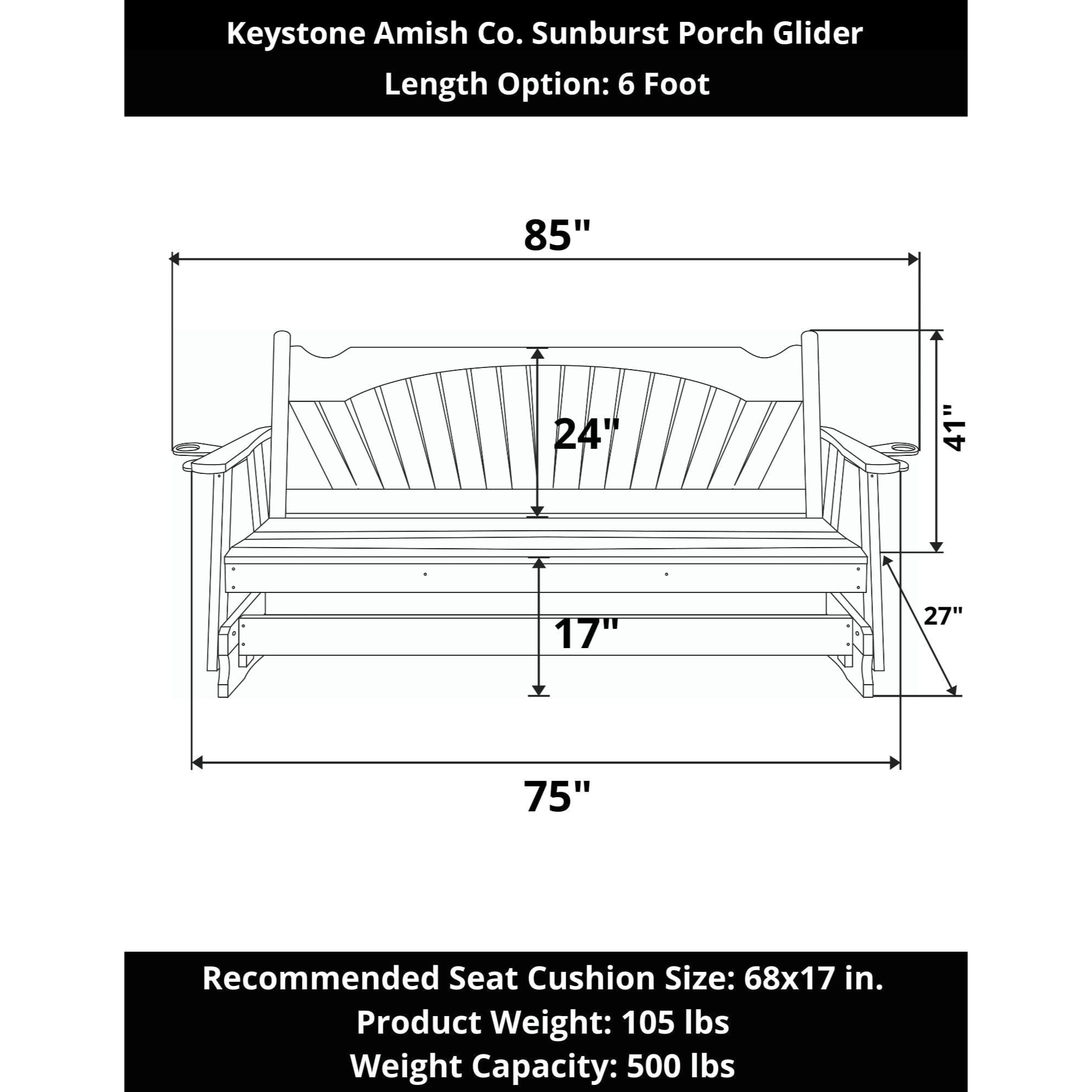 Keystone Amish Co. Sunburst Porch Glider
