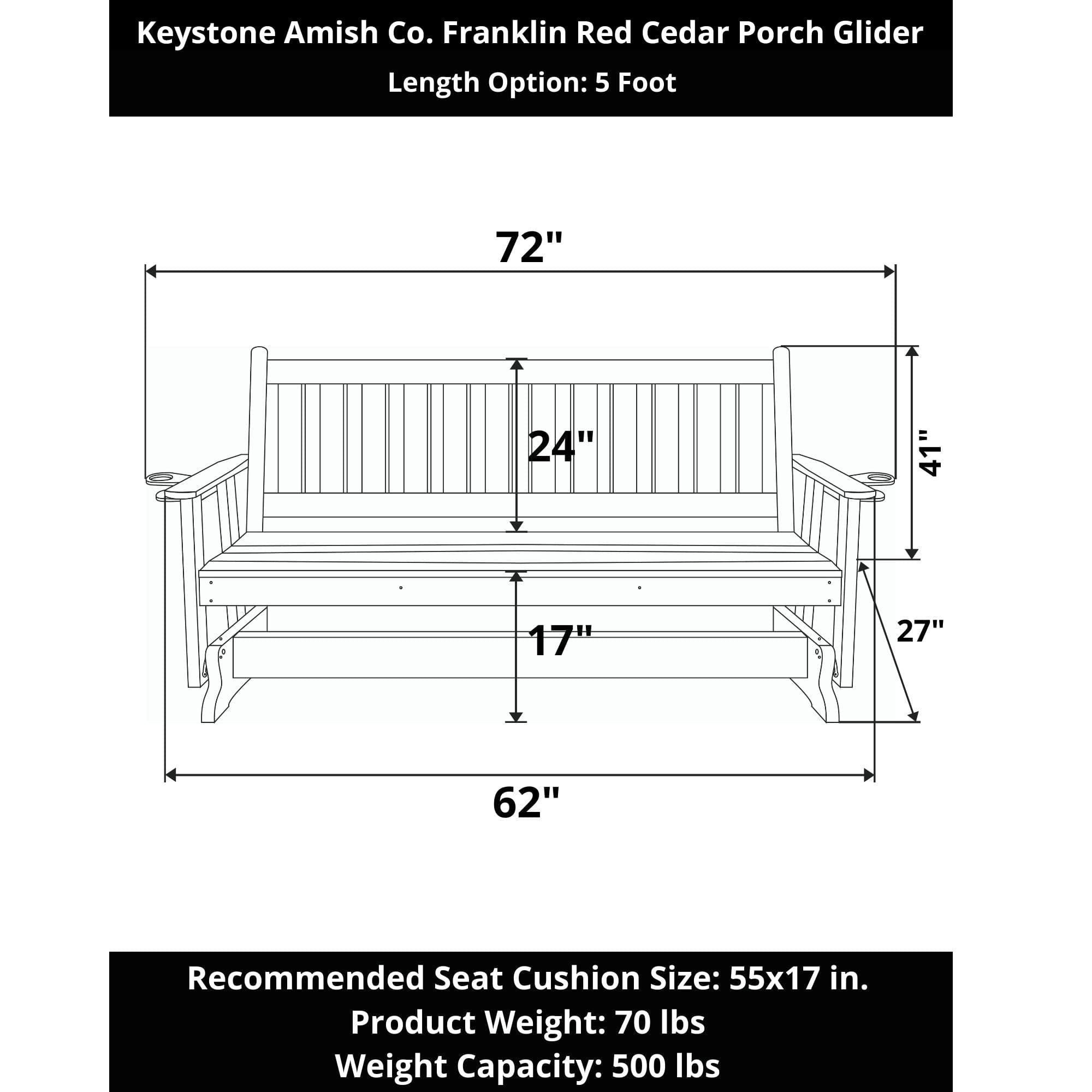 Keystone Amish Co. Franklin Red Cedar Porch Glider