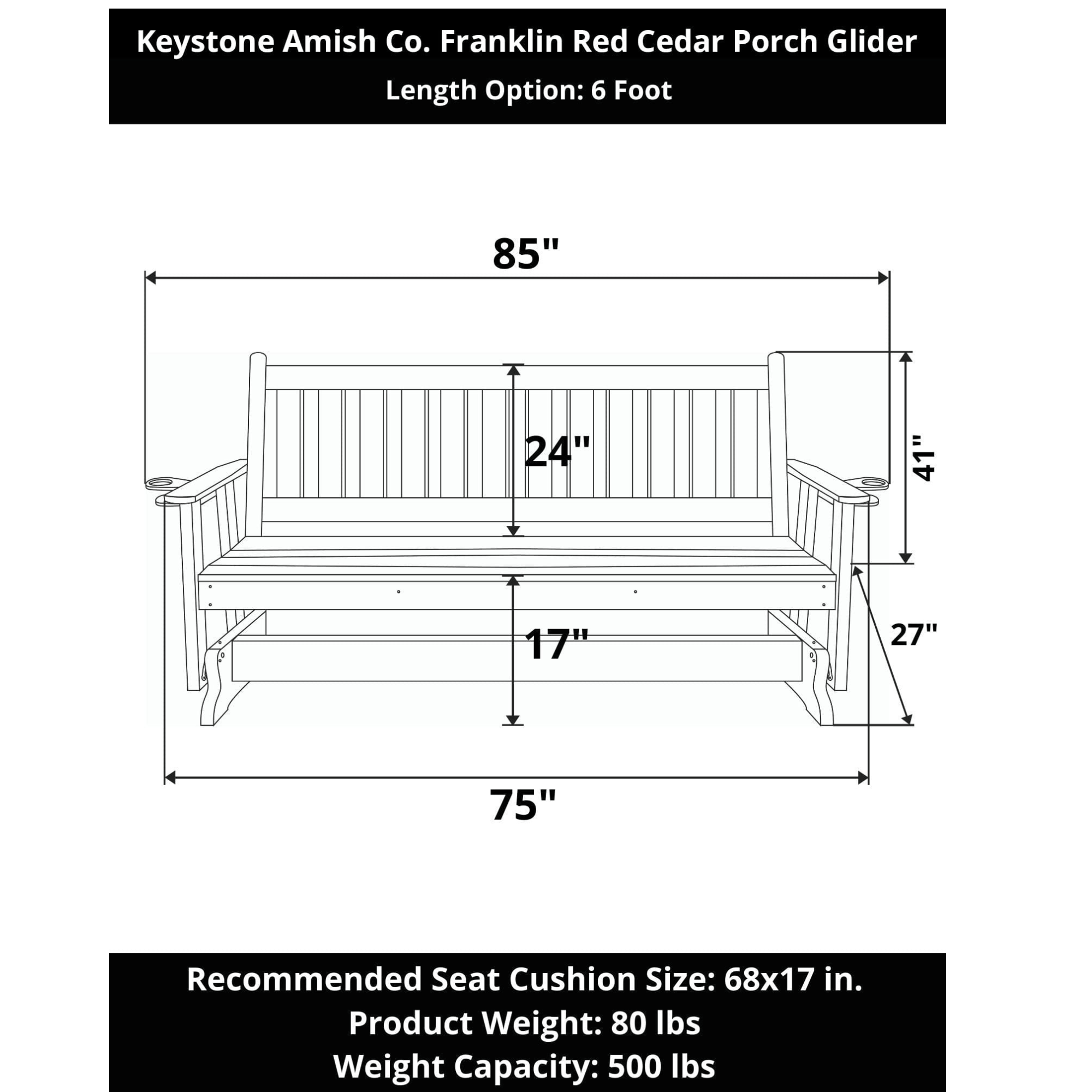 Keystone Amish Co. Franklin Red Cedar Porch Glider