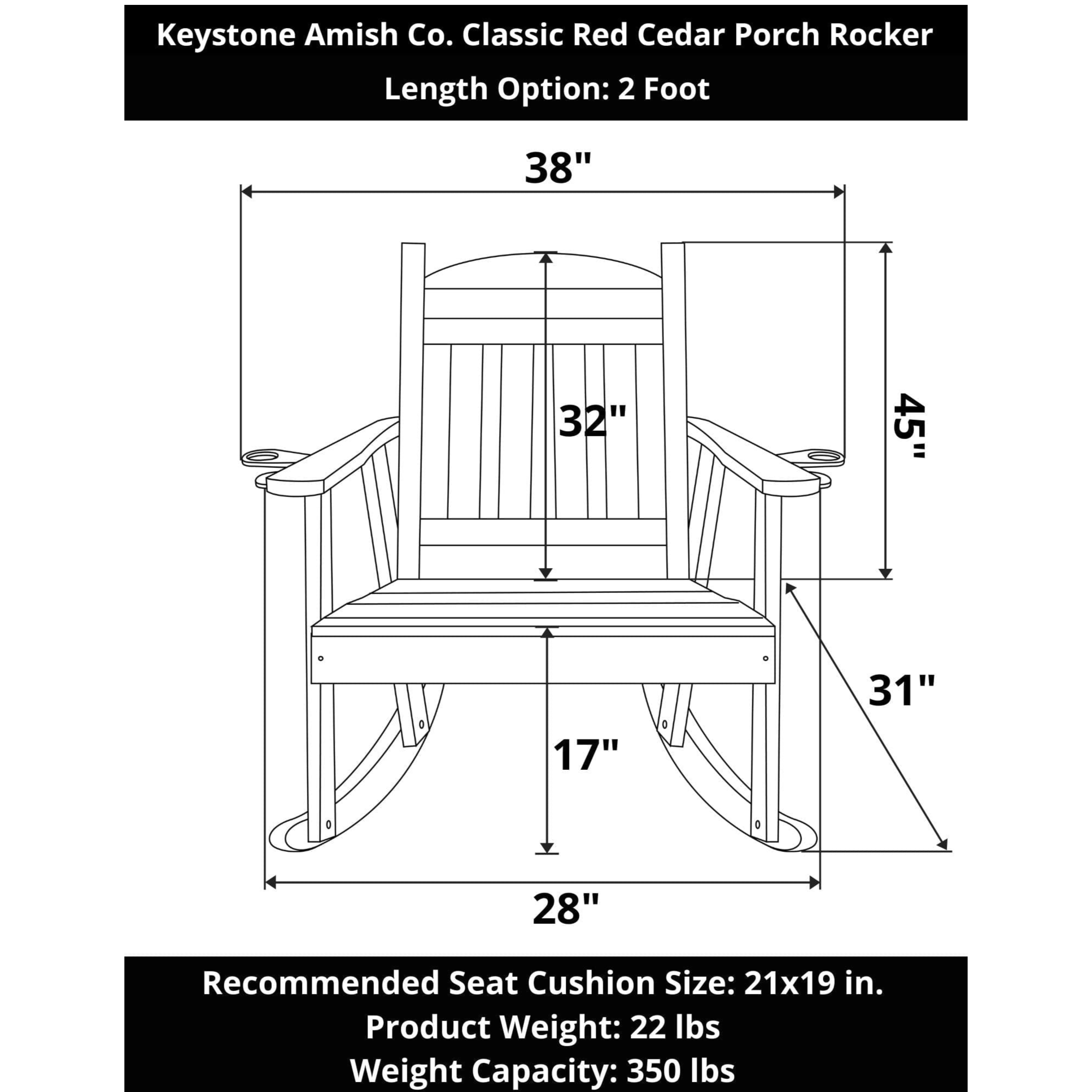 Keystone Amish Co. Classic Red Cedar Porch Rocker