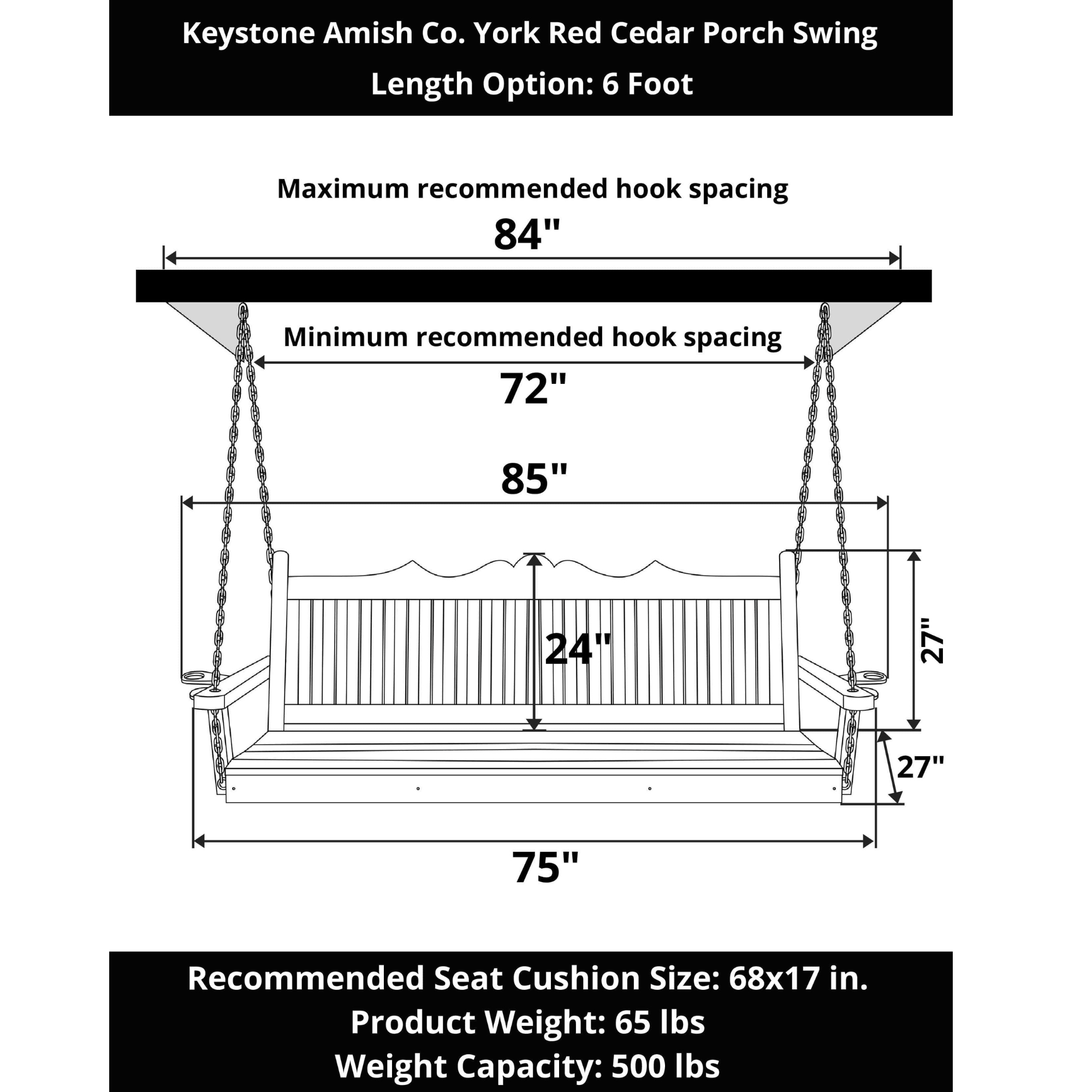 Keystone Amish Co. York Red Cedar Porch Swing
