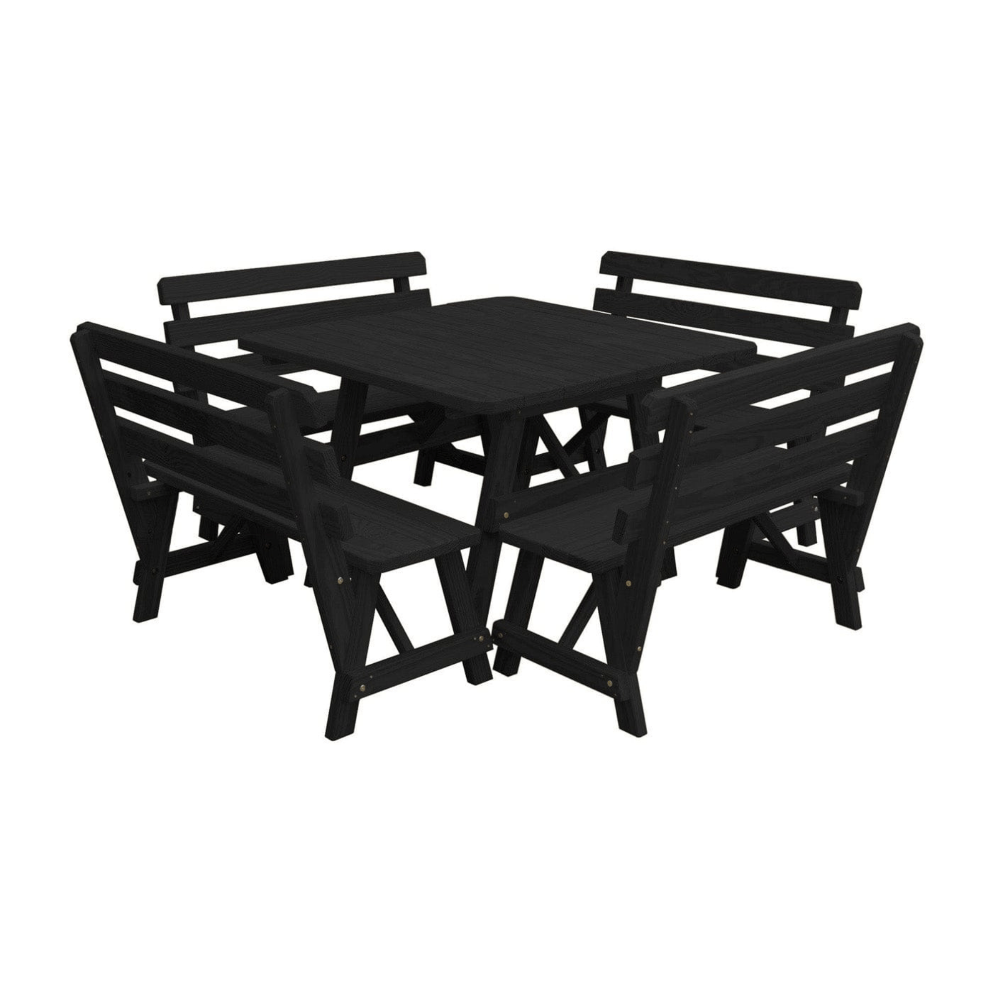 Keystone Amish Co. 5-Piece Wood Outdoor Dining Set with Backed Benches