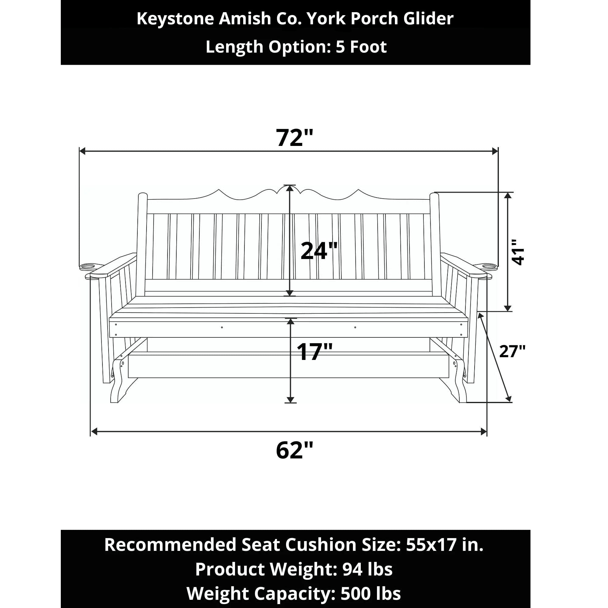 Keystone Amish Co. York Red Cedar Porch Glider