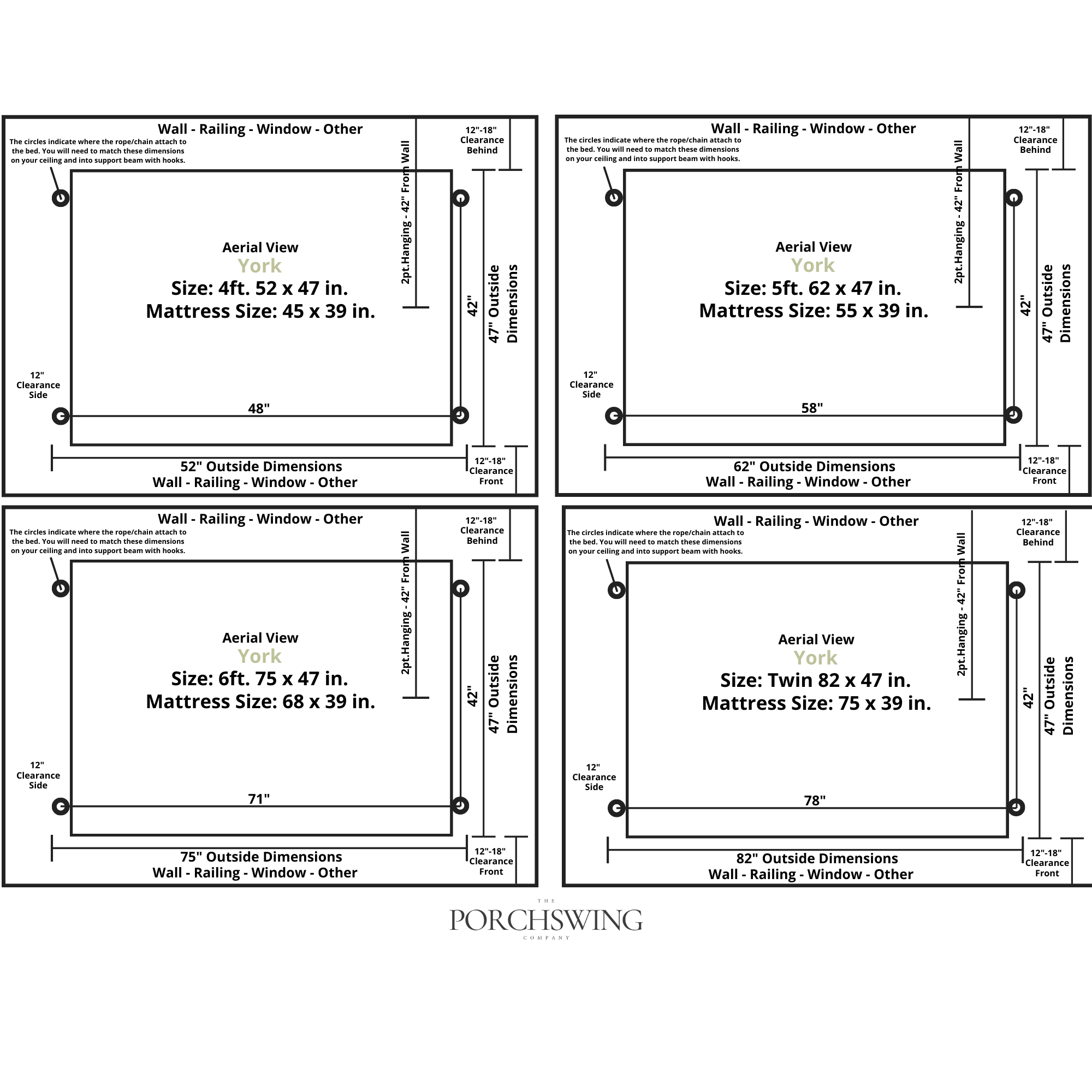 Keystone Amish Co. 5 Foot York Porch Swing Bed, Canary Yellow Paint