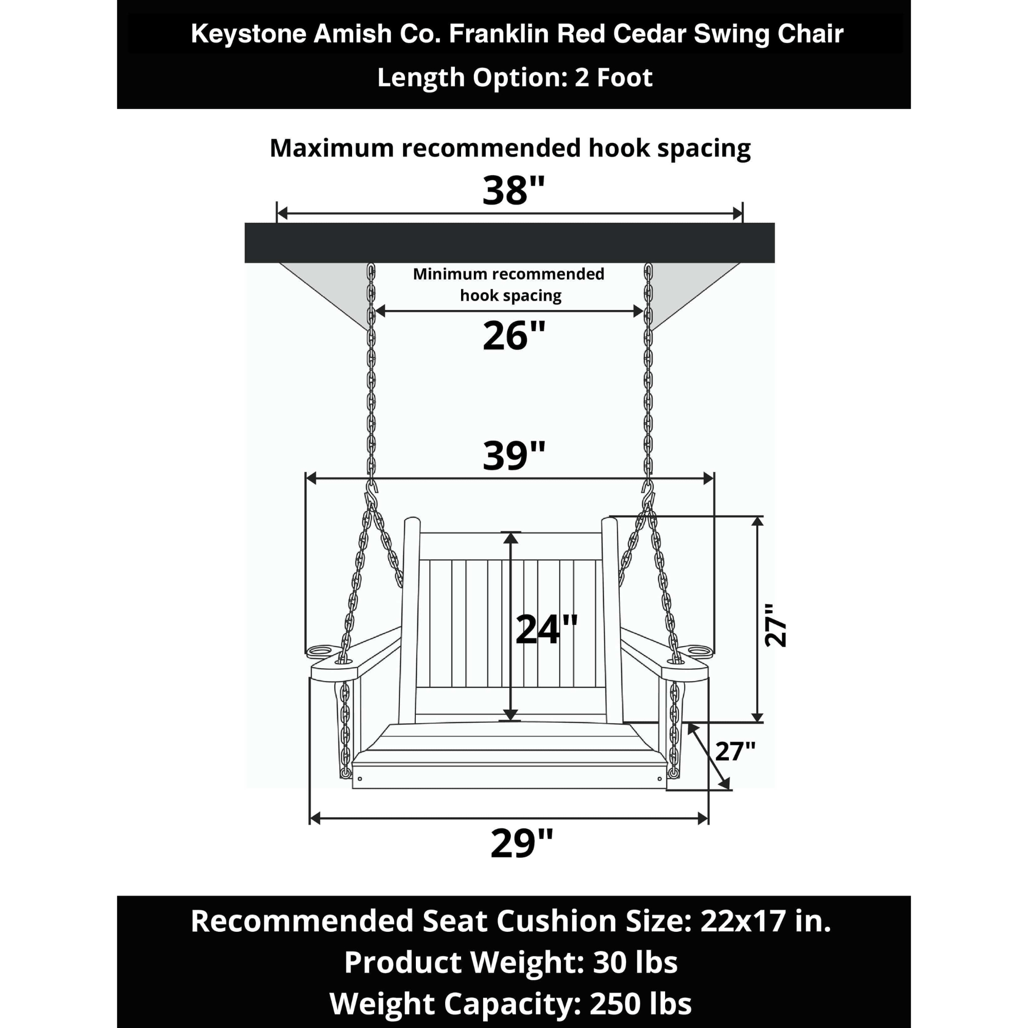 Keystone Amish Co. Franklin Red Cedar Swing Chair