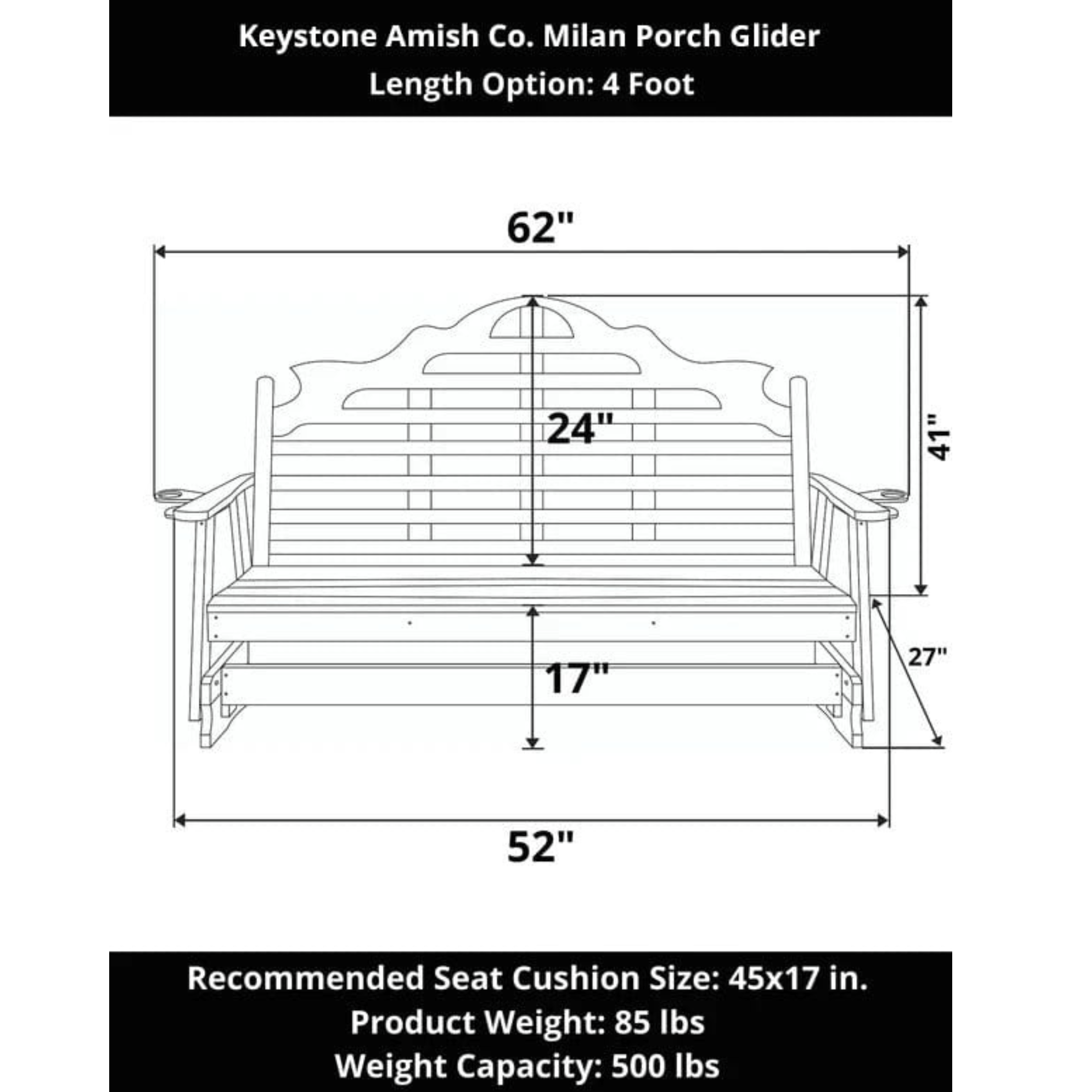 Keystone Amish Co. Milan Porch Glider