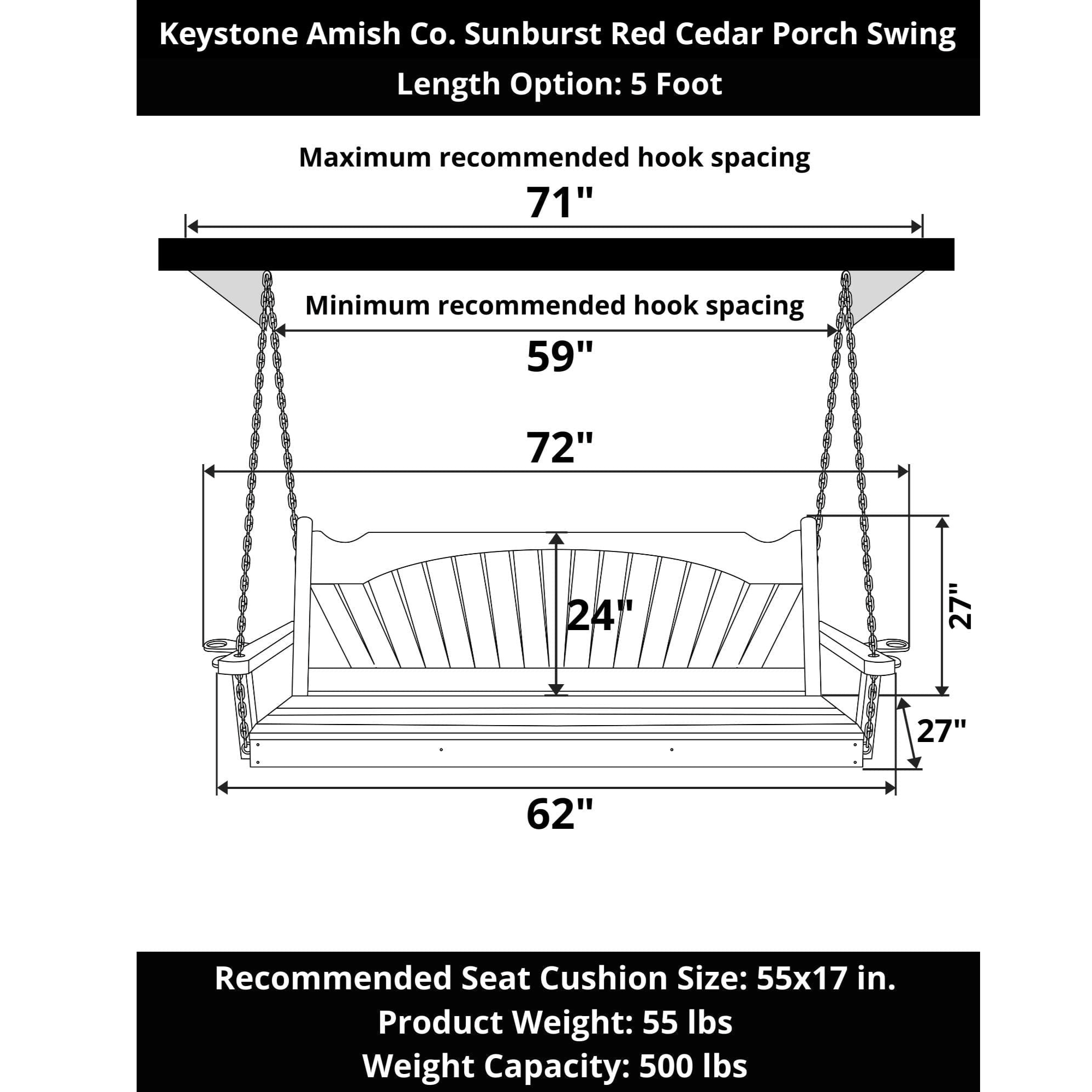 Keystone Amish Co. Sunburst Red Cedar Porch Swing