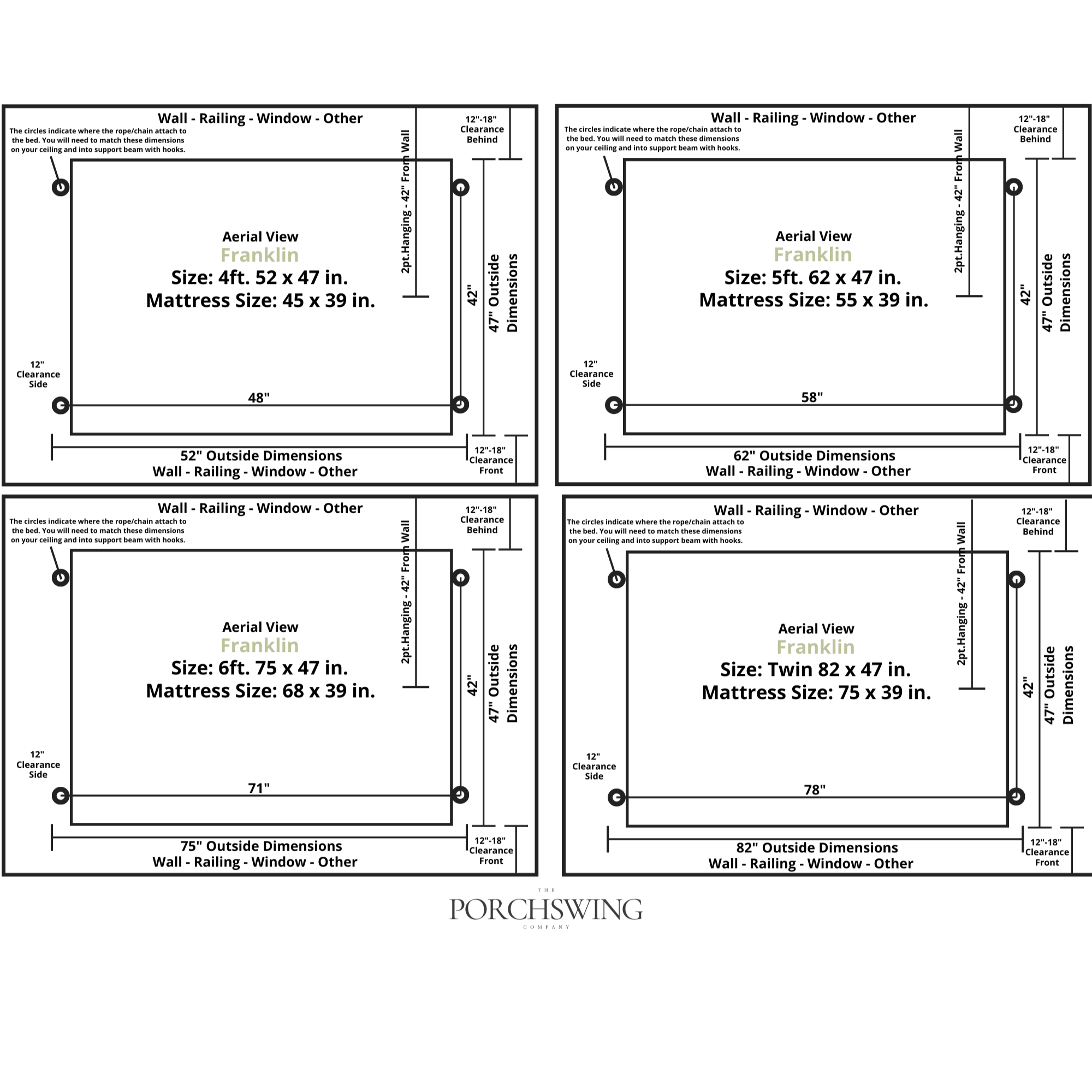 Keystone Amish Co. Twin Franklin Red Cedar Swing Bed, Unfinished