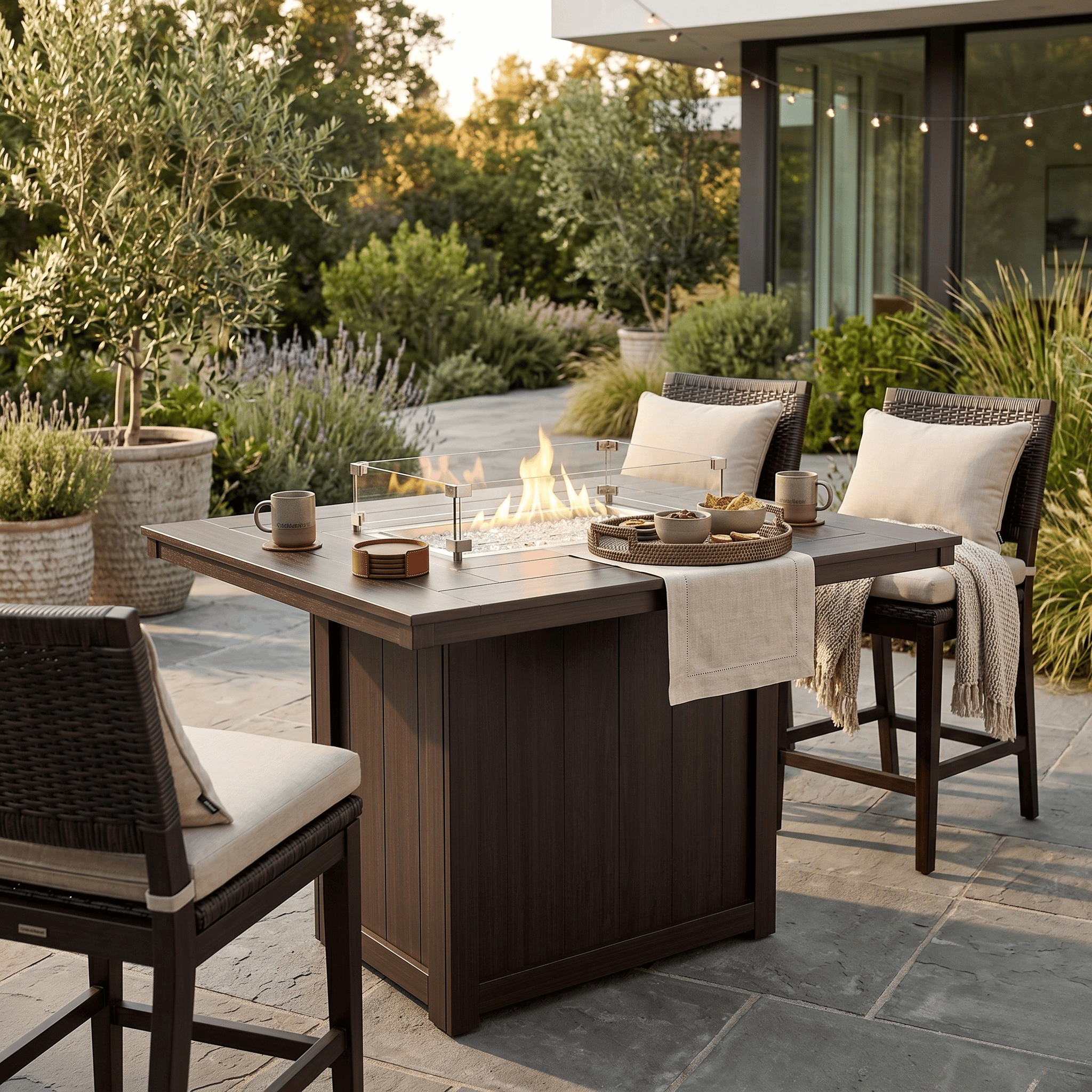 Berlin Gardens Donoma 54″ Rectangular Counter Height Poly Lumber Fire Pit Table