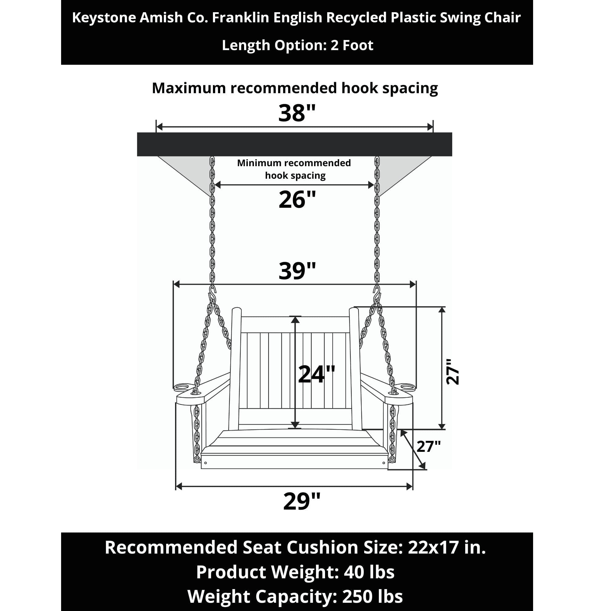 Keystone Amish Co. Franklin English Recycled Plastic Swing Chair, Cherry Wood