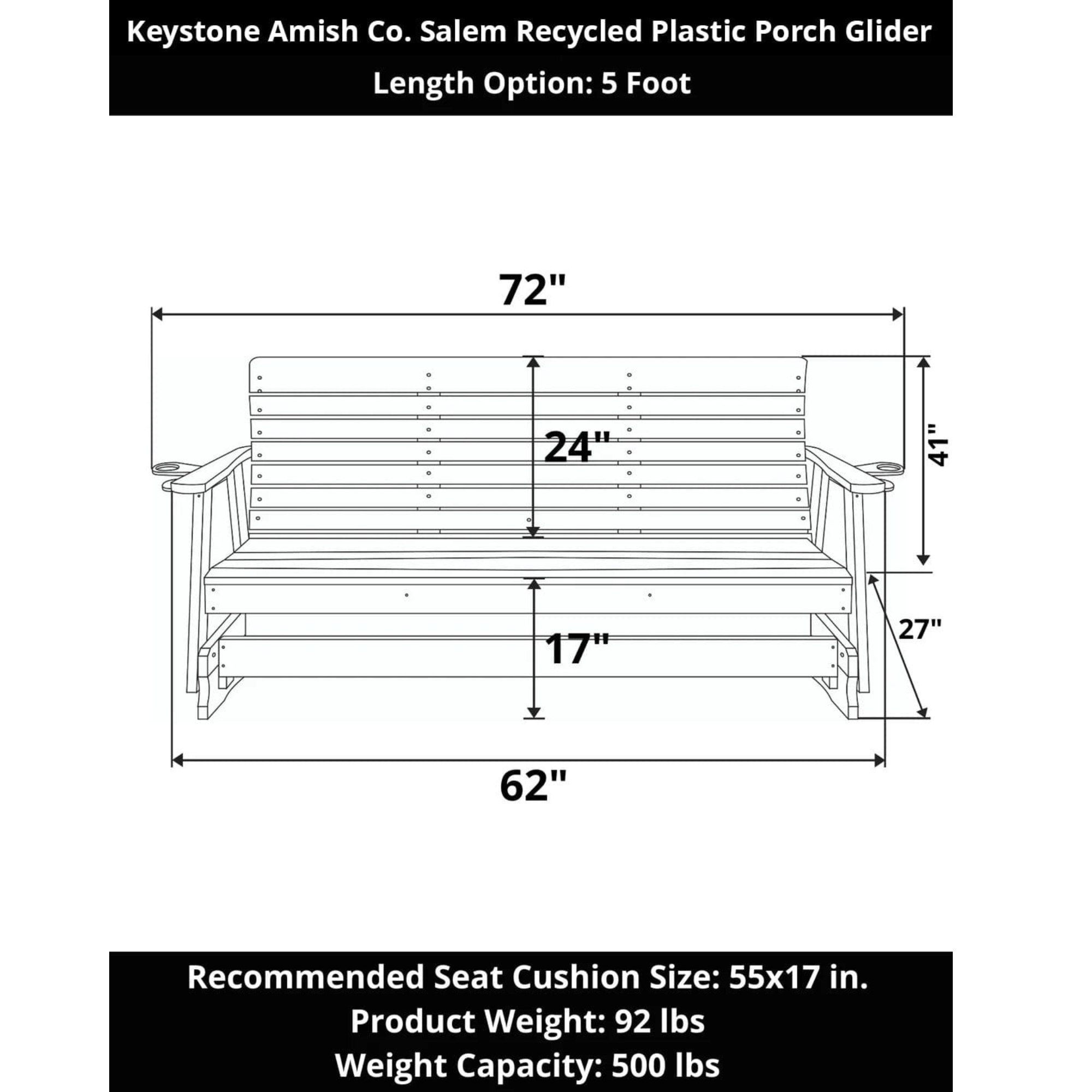 Keystone Amish Co. Salem Recycled Plastic Porch Glider