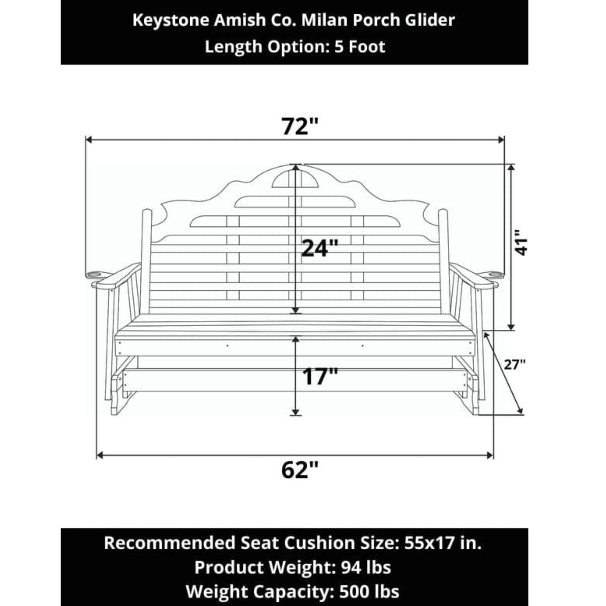 Keystone Amish Co. Milan Porch Glider