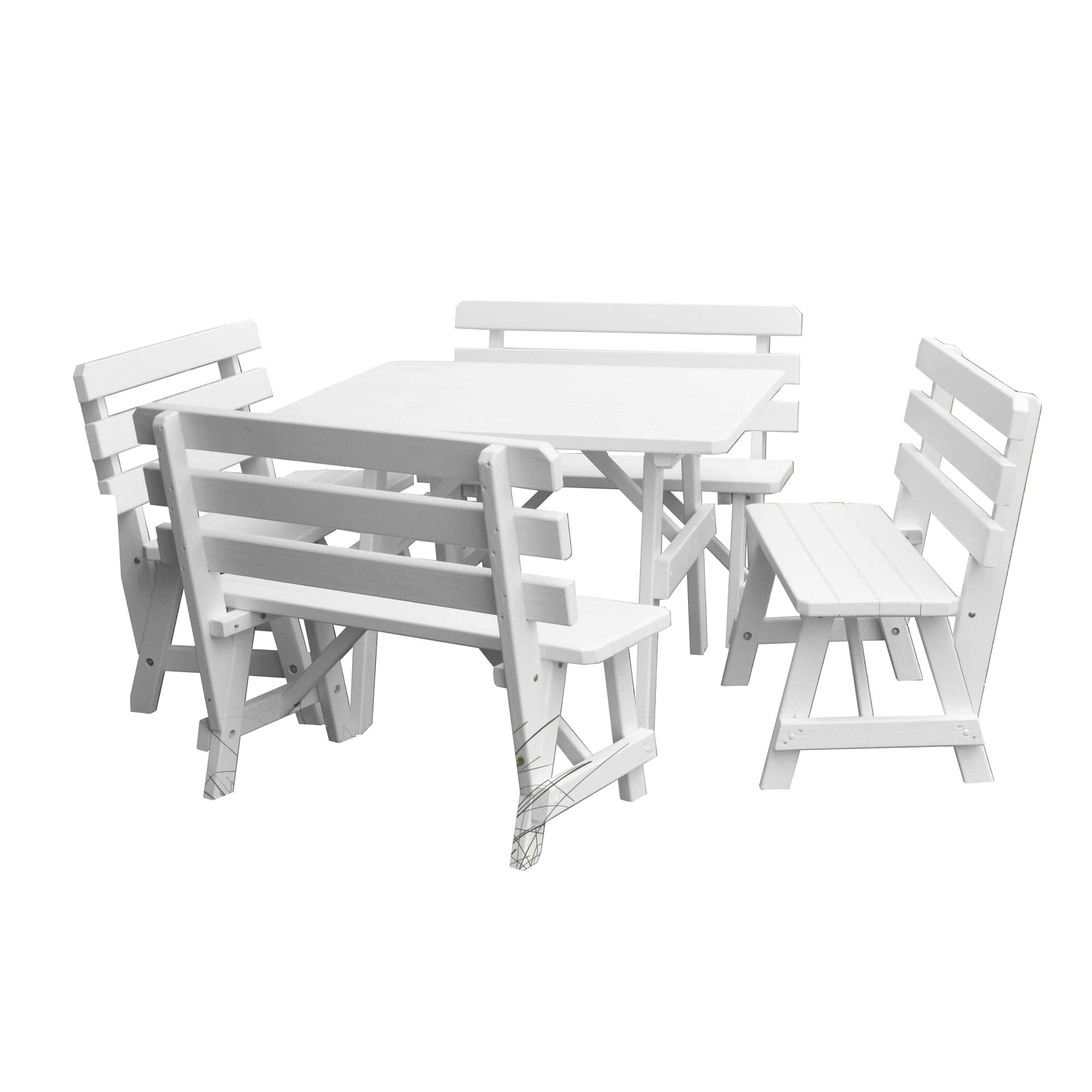 Keystone Amish Co. 5-Piece Wood Outdoor Dining Set with Backed Benches