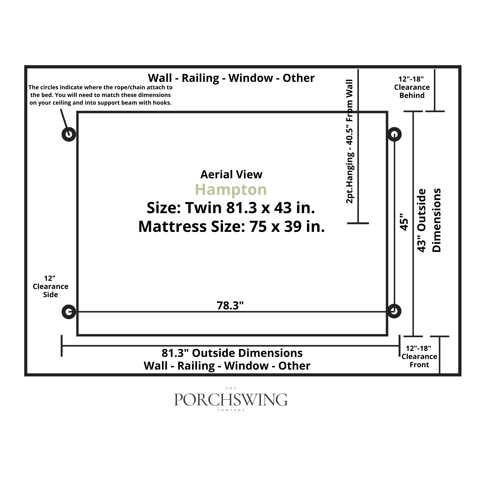 Keystone Amish Co. Hampton Twin Size Wood Daybed Swing