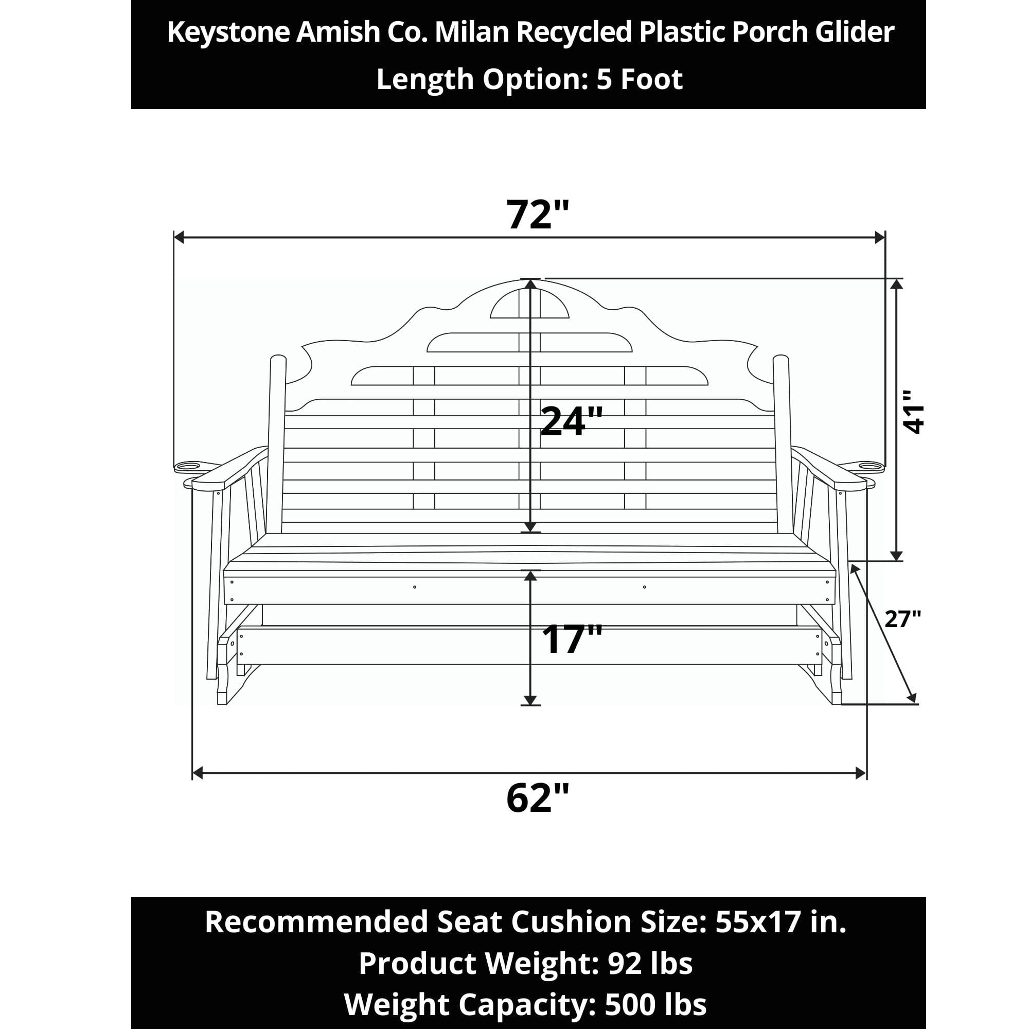 Keystone Amish Co. Milan Poly Composite Porch Glider