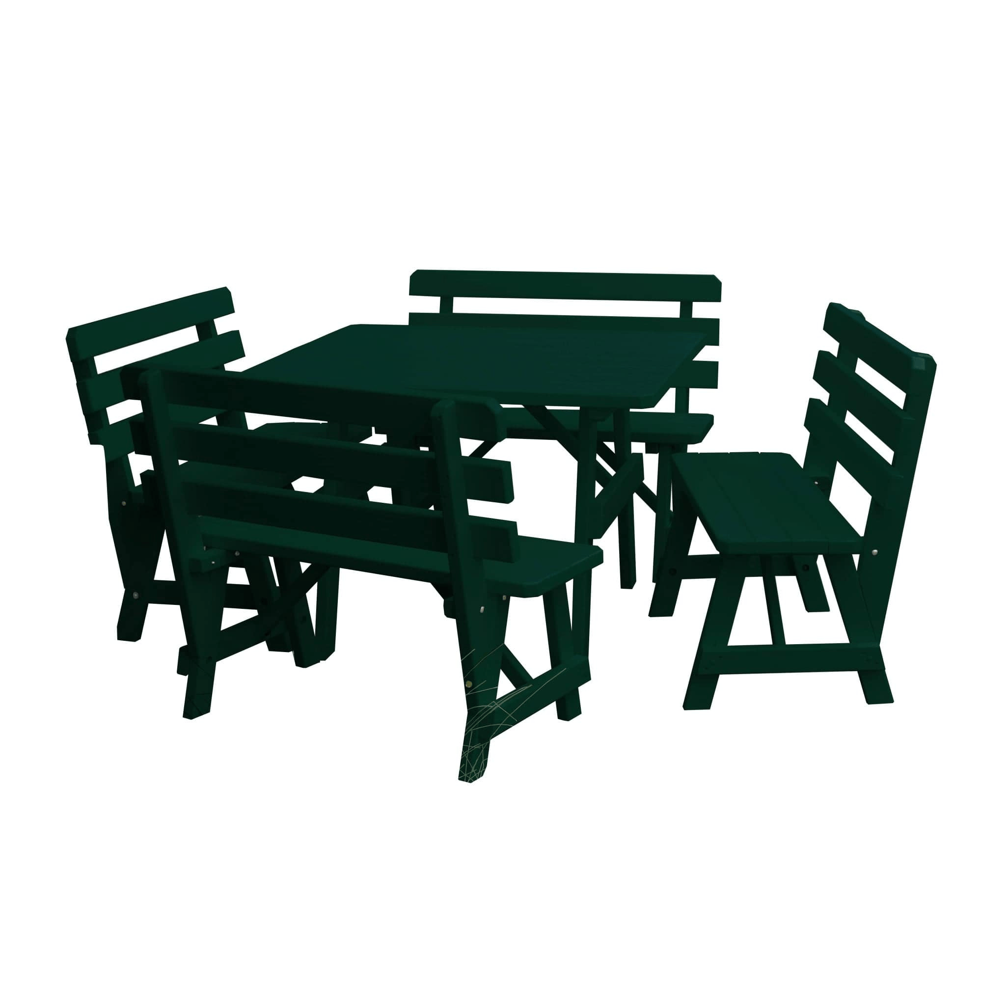 Keystone Amish Co. 5-Piece Wood Outdoor Dining Set with Backed Benches