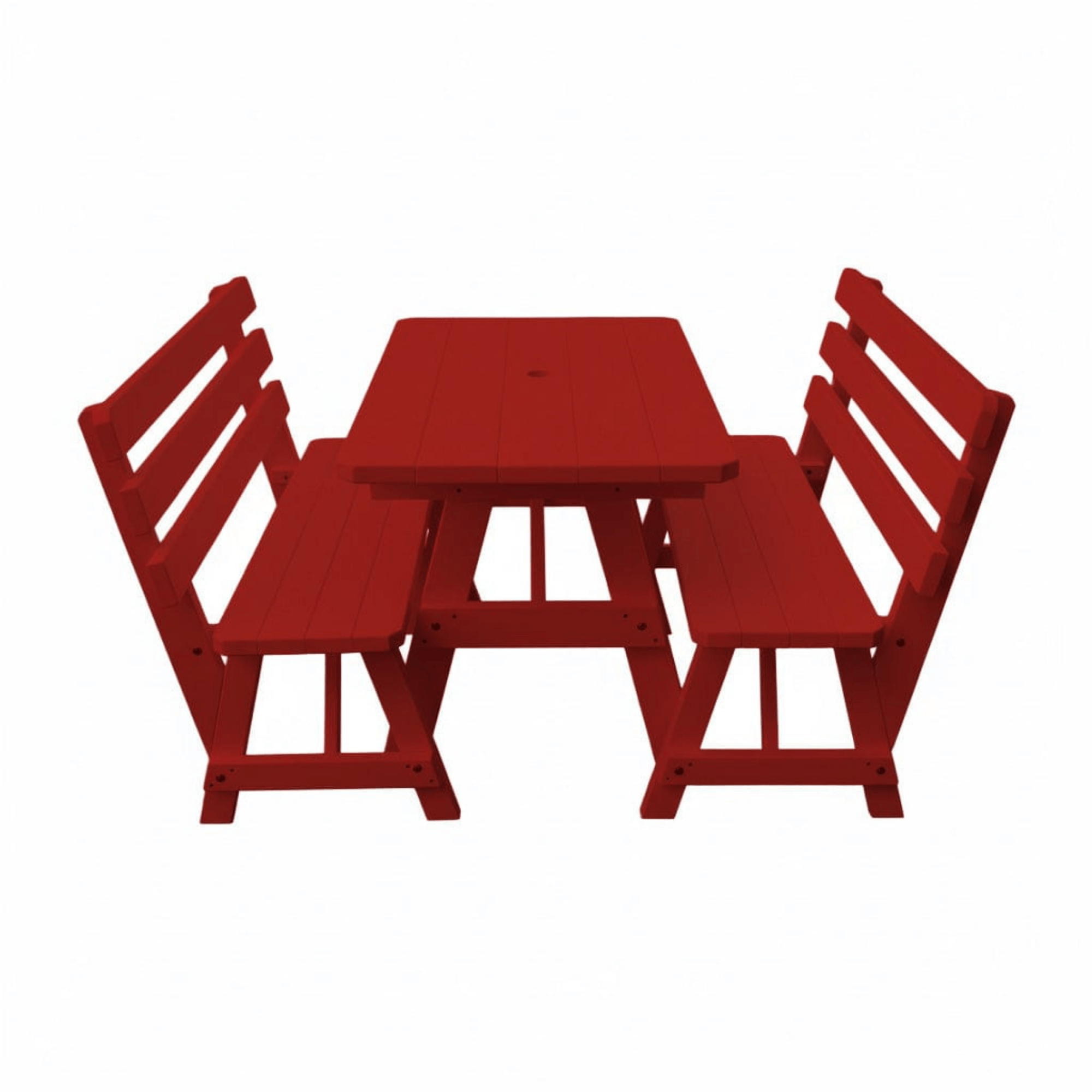 Keystone Amish Co. Wooden Outdoor Dining Set with 2 Backed Benches