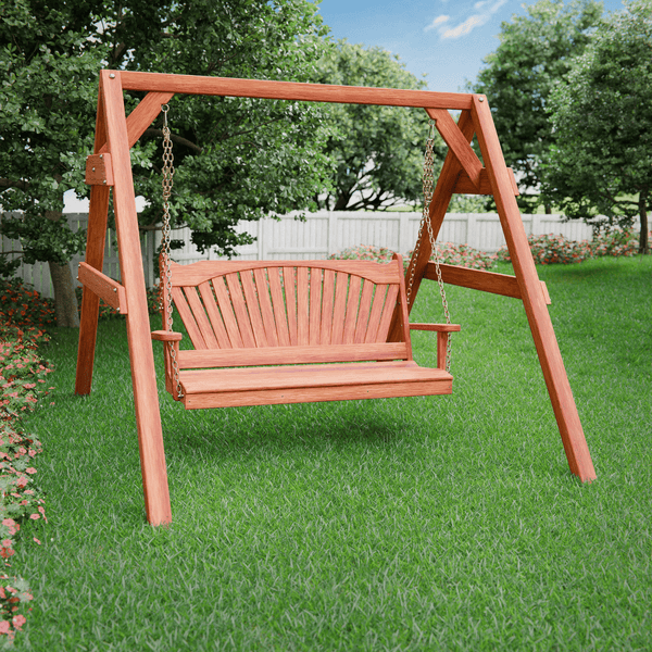 Keystone Amish Co. Sunburst Red Cedar Swing & Stand Set