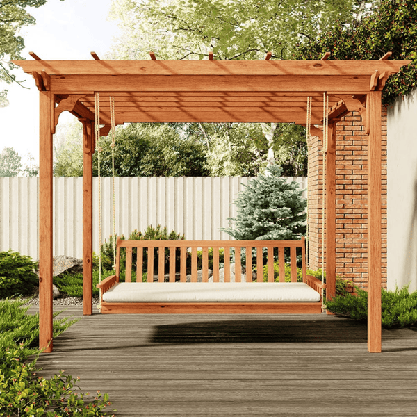 Keystone Amish Co. Franklin Red Cedar Pergola Swing Bed Set