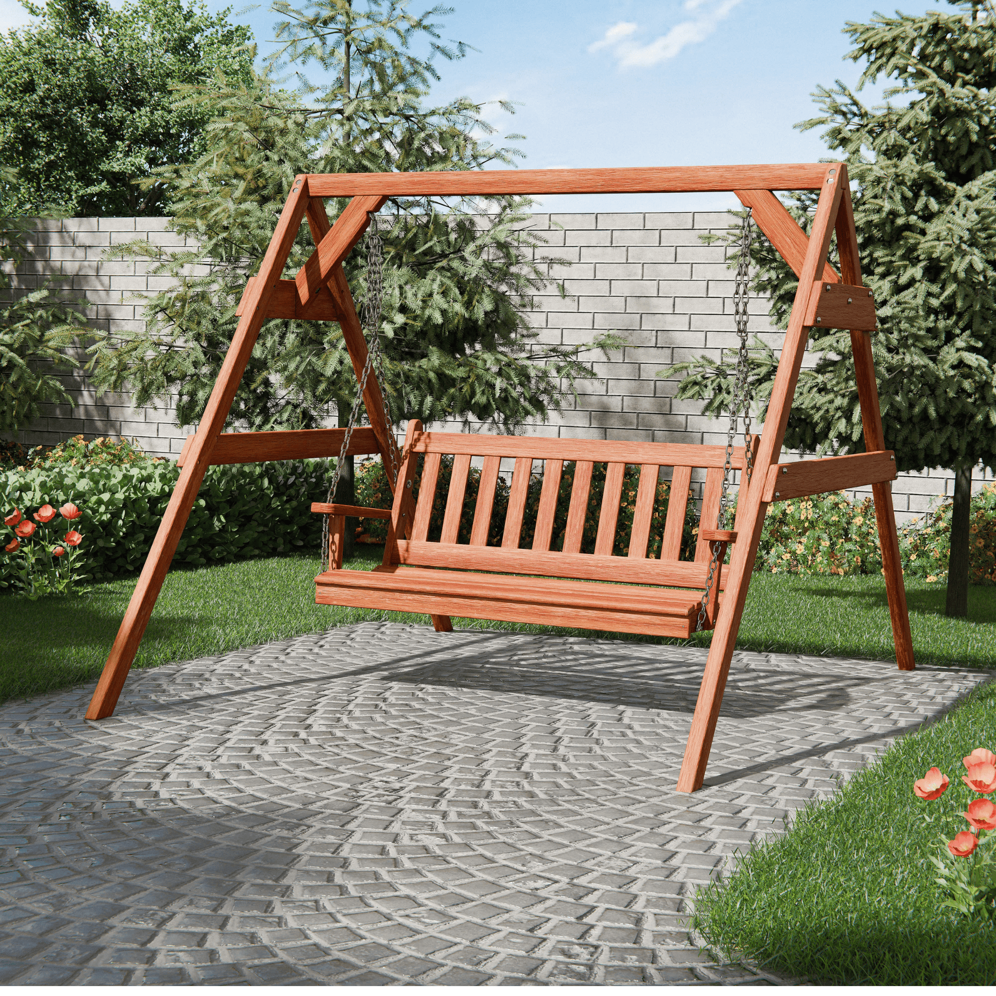Keystone Amish Co. Franklin Red Cedar Swing & Stand Set