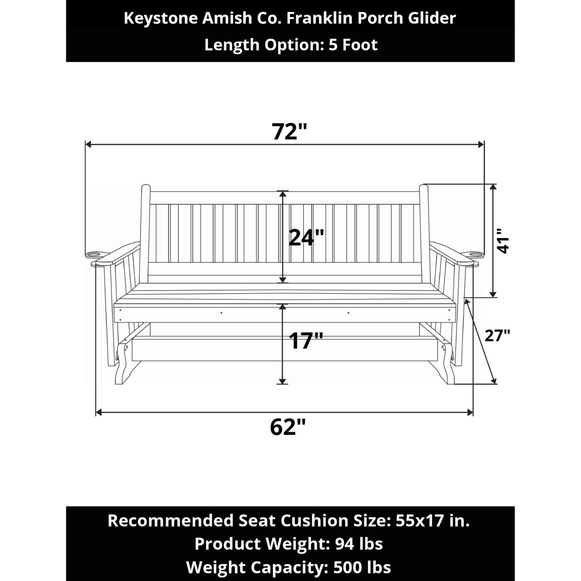 Keystone Amish Co. Franklin Porch Glider