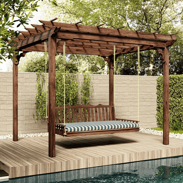 Keystone Amish Co. York Pergola With Hanging Daybed Swing