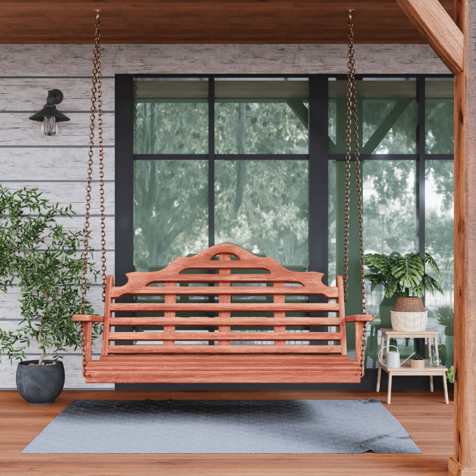 Keystone Amish Co. 6 Foot Milan Red Cedar Porch Swing without Cupholders