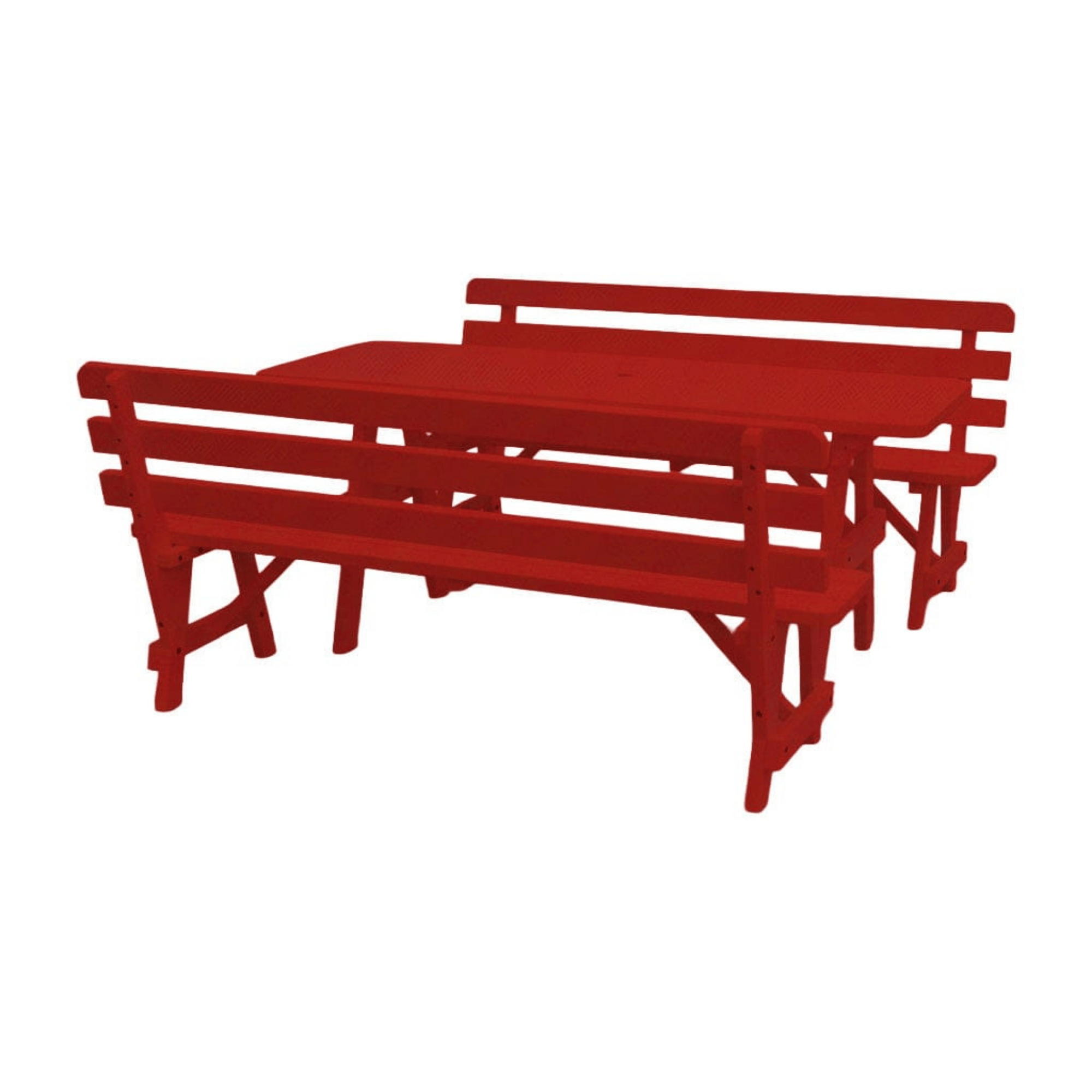 Keystone Amish Co. Wooden Outdoor Dining Set with 2 Backed Benches