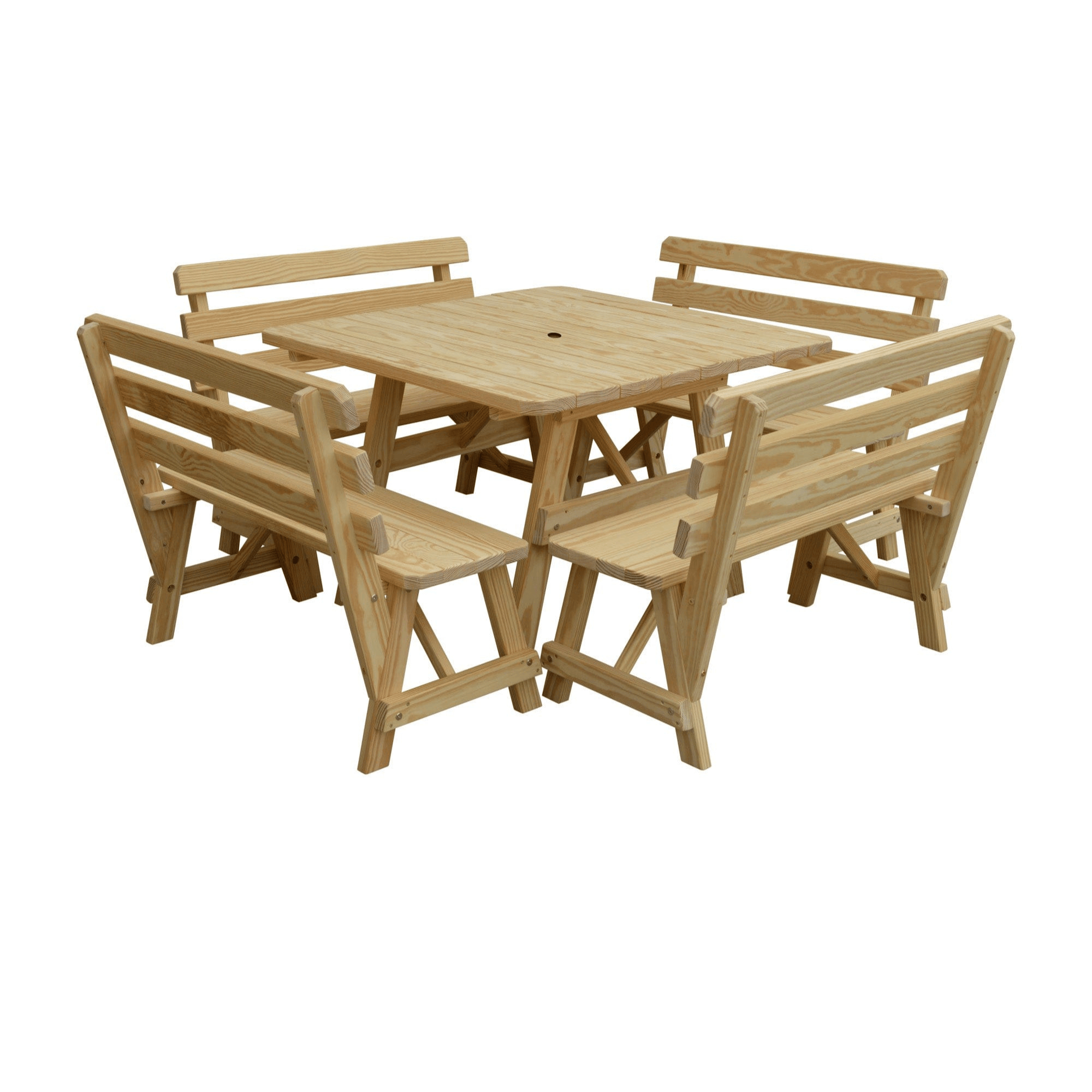 Keystone Amish Co. 5-Piece Wood Outdoor Dining Set with Backed Benches
