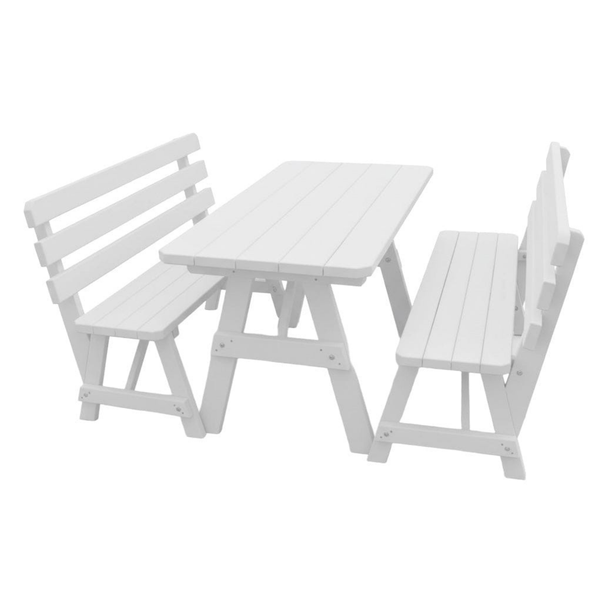 Keystone Amish Co. Wooden Outdoor Dining Set with 2 Backed Benches