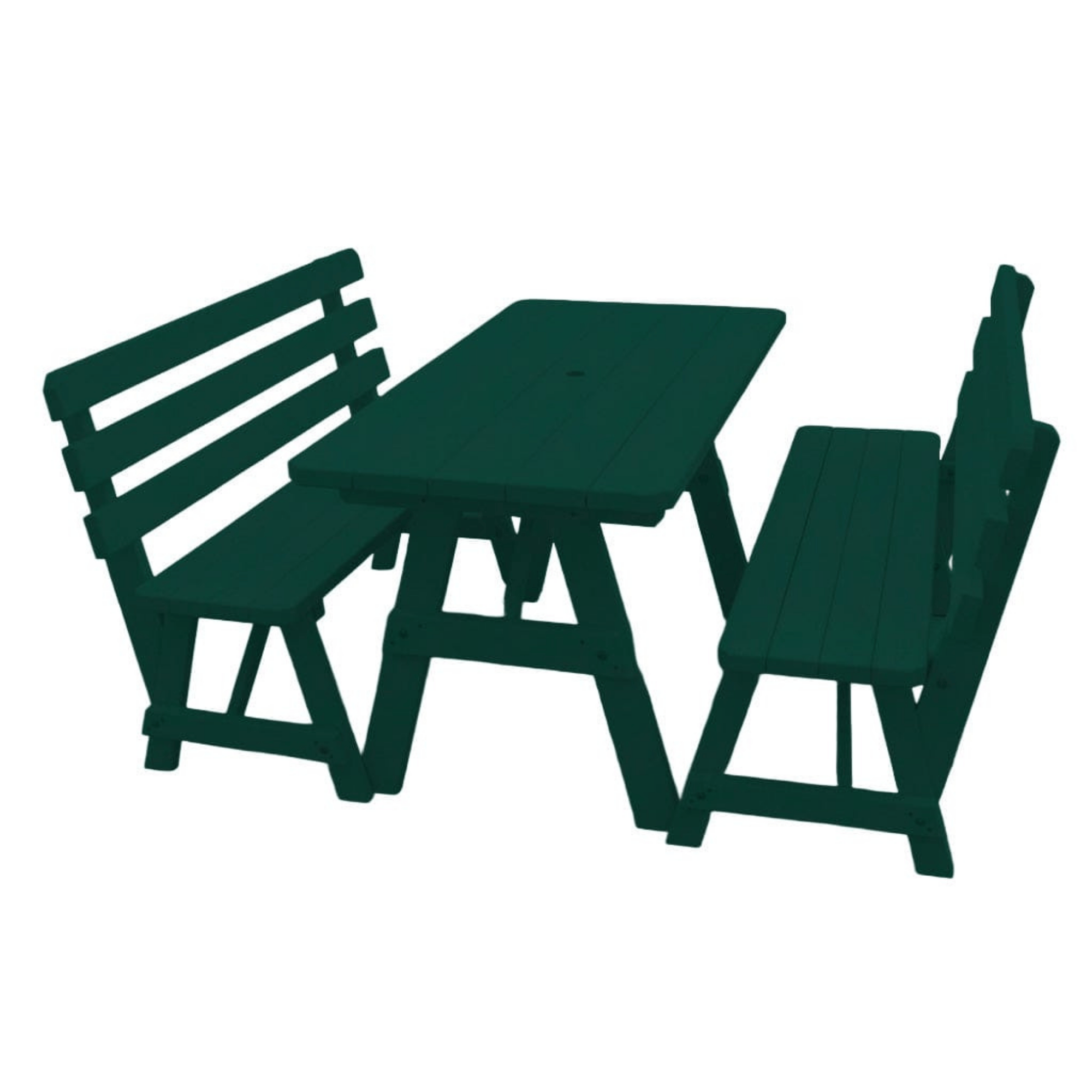 Keystone Amish Co. Wooden Outdoor Dining Set with 2 Backed Benches