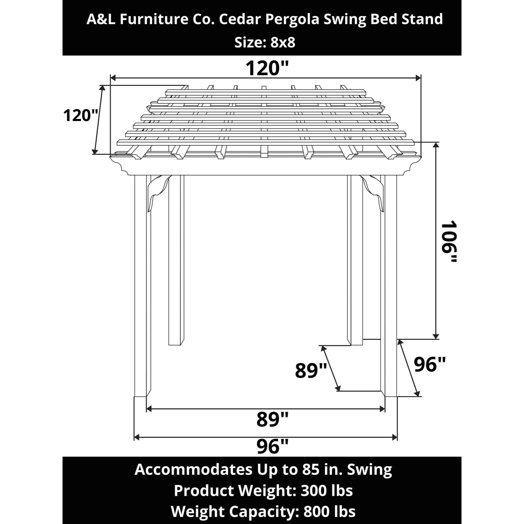 Keystone Amish Co. Cedar Pergola Swing Bed Stand