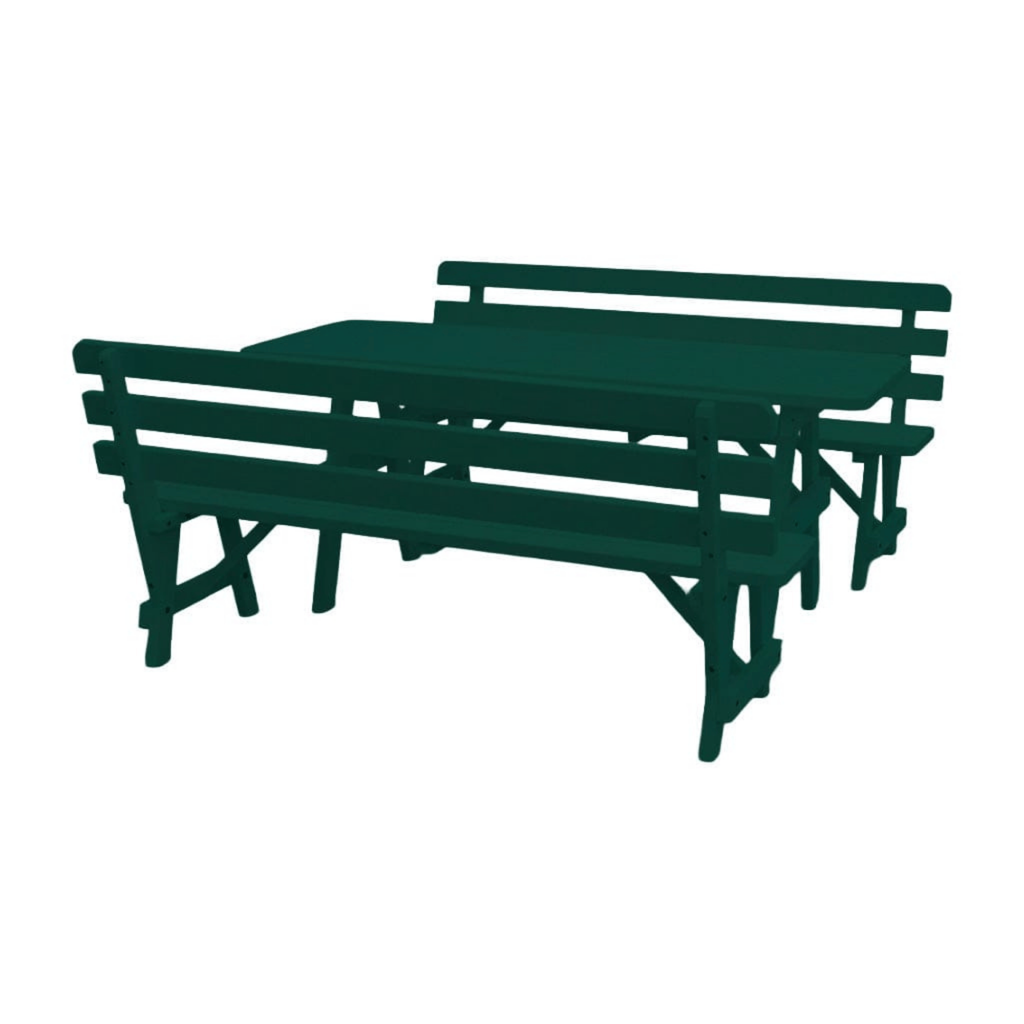 Keystone Amish Co. Wooden Outdoor Dining Set with 2 Backed Benches