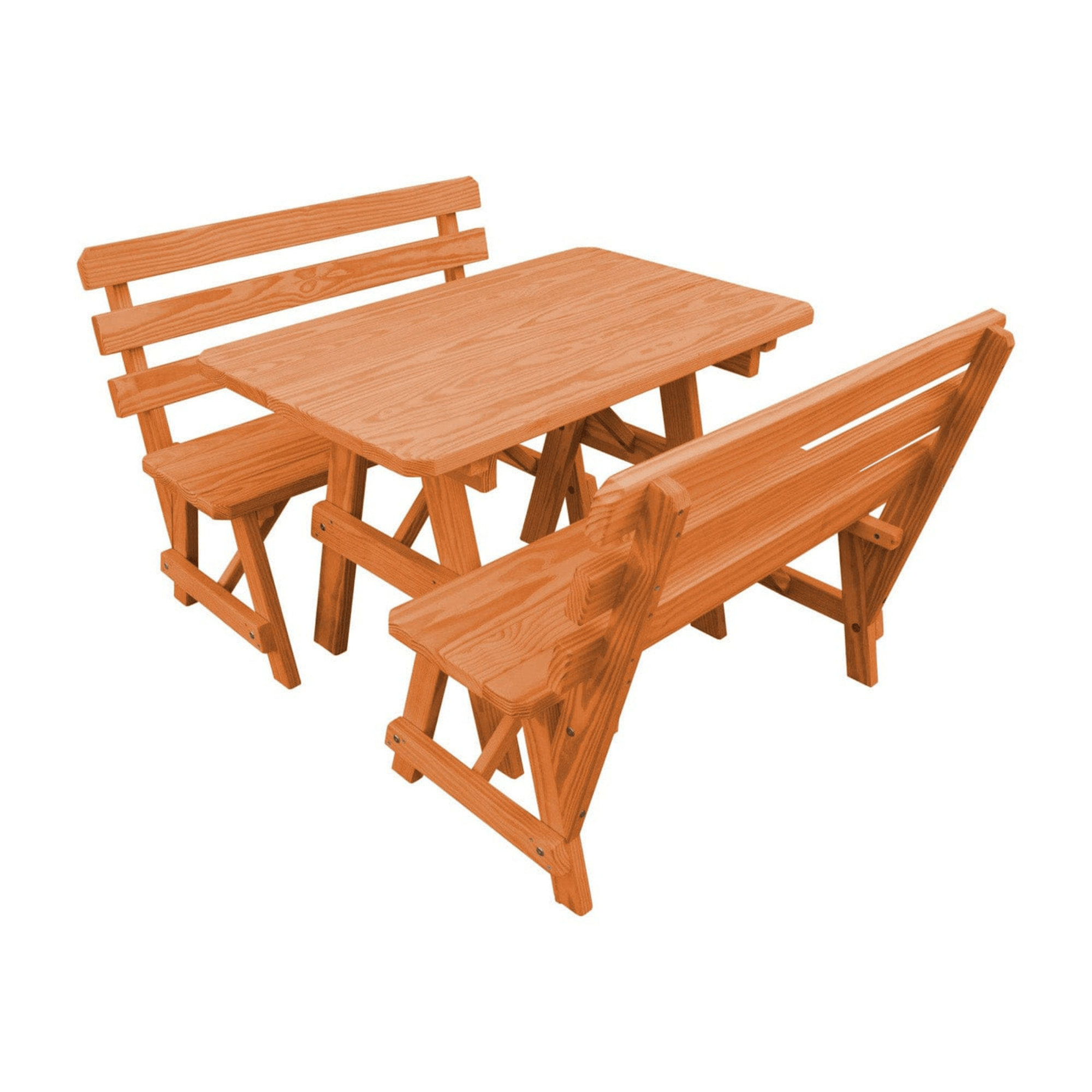 Keystone Amish Co. Wooden Outdoor Dining Set with 2 Backed Benches