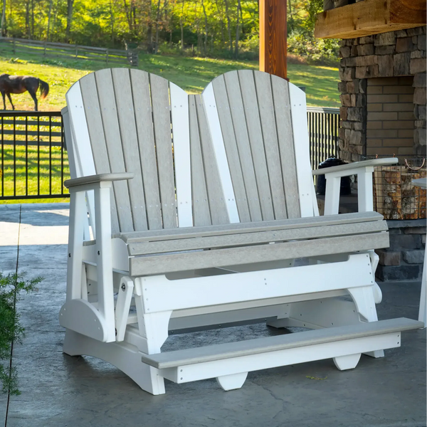 4 Foot Poly Balcony Glider in Birch and White