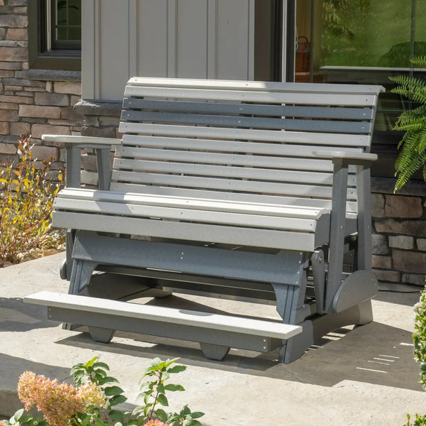 4 Foot Poly Balcony Glider in Dove Grey and Slate
