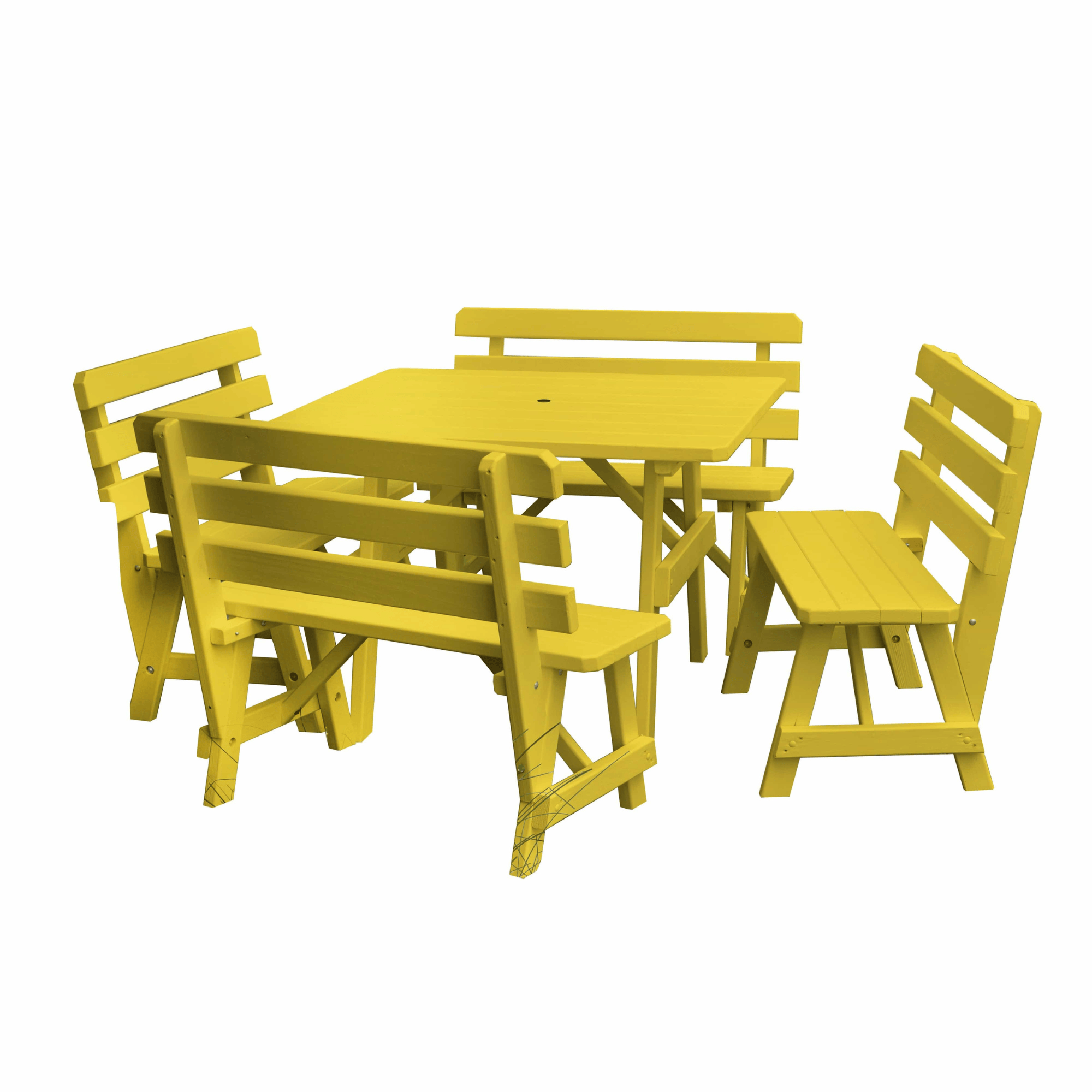 Keystone Amish Co. 5-Piece Wood Outdoor Dining Set with Backed Benches