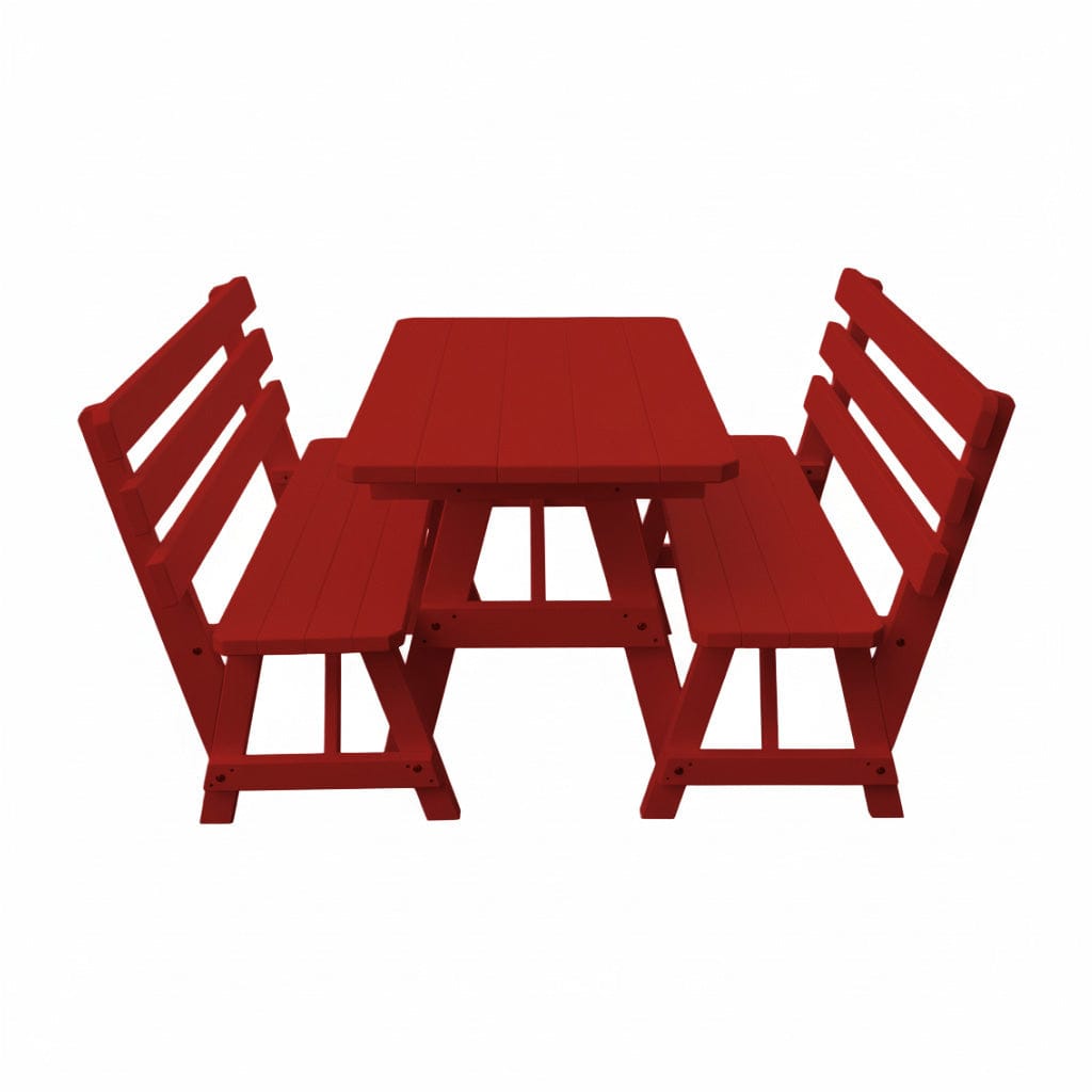 Keystone Amish Co. Wooden Outdoor Dining Set with 2 Backed Benches