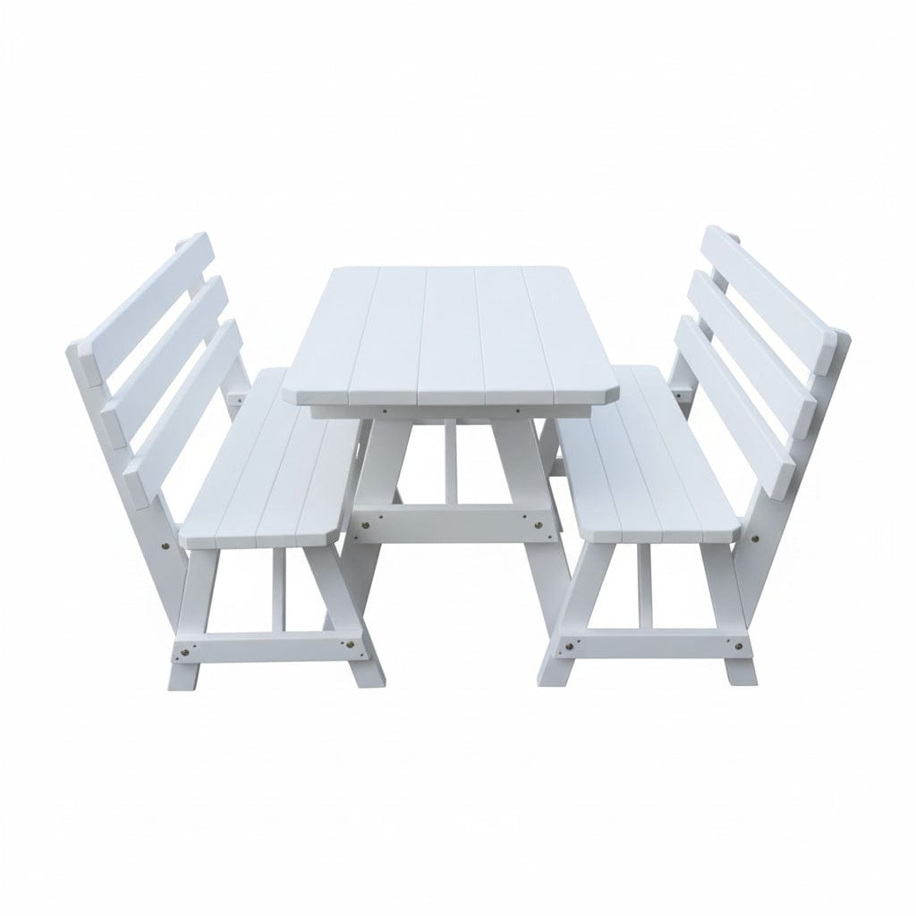 Keystone Amish Co. Wooden Outdoor Dining Set with 2 Backed Benches