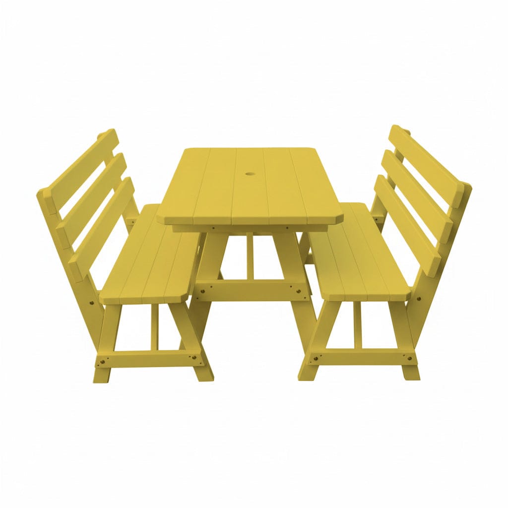 Keystone Amish Co. Wooden Outdoor Dining Set with 2 Backed Benches
