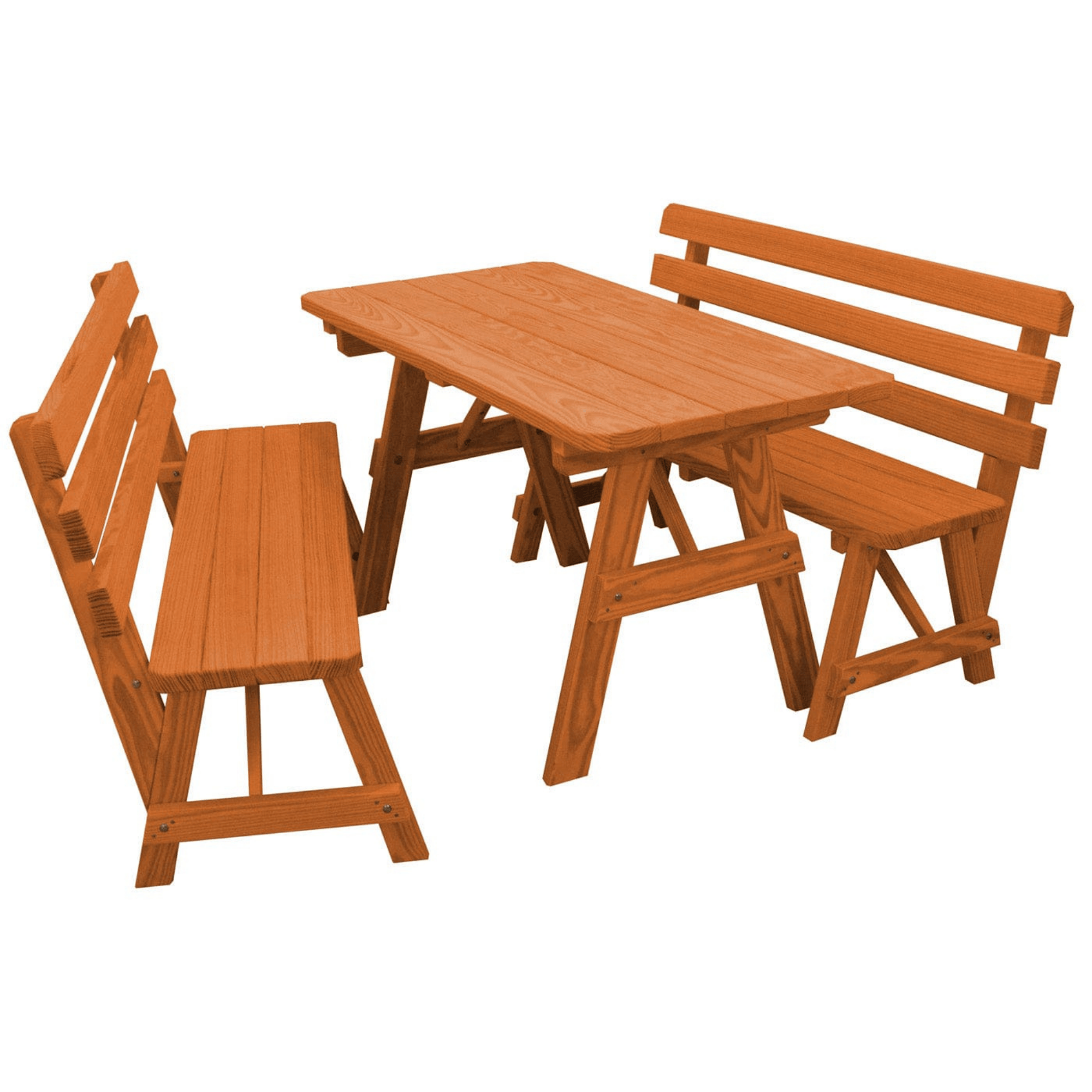 Keystone Amish Co. Wooden Outdoor Dining Set with 2 Backed Benches