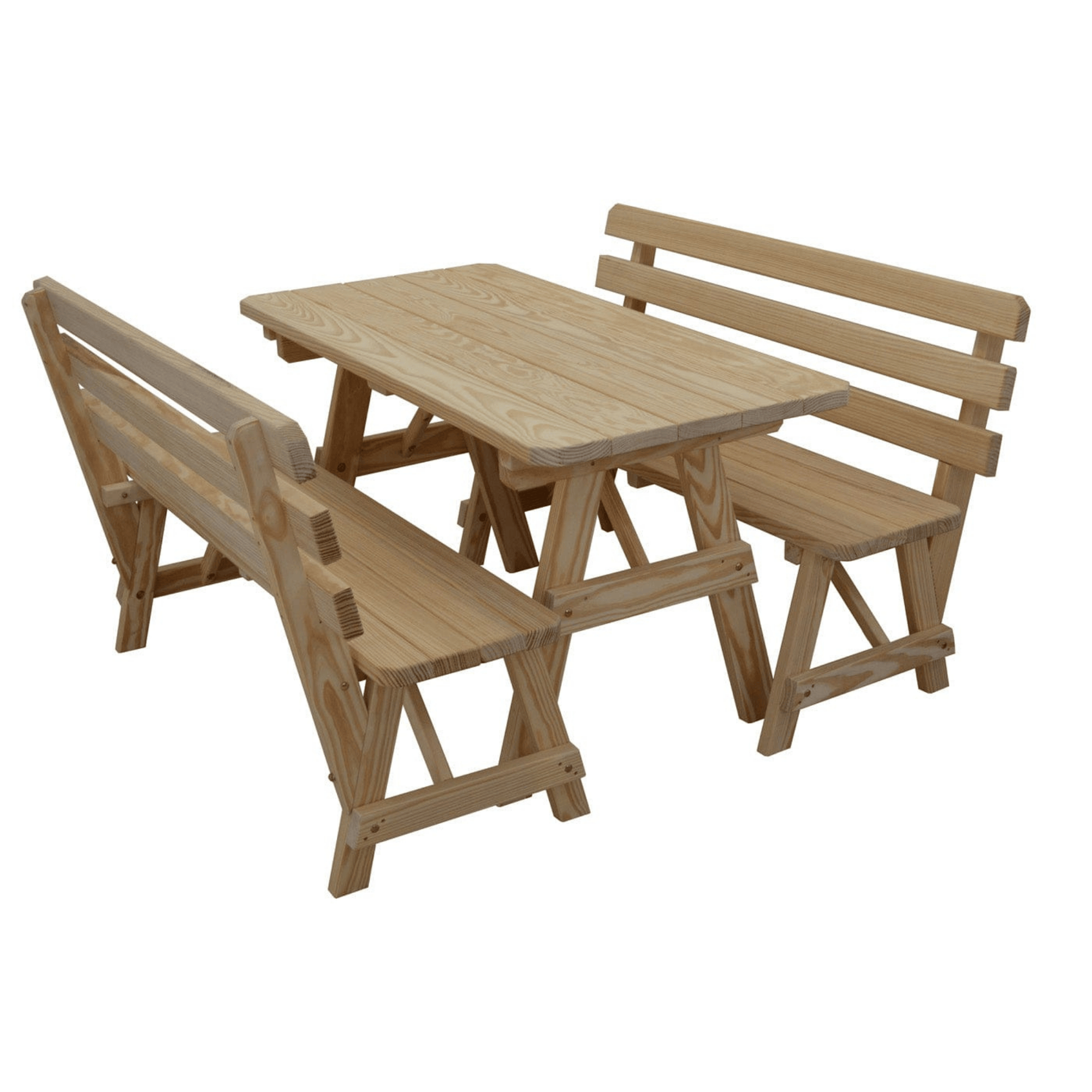 Keystone Amish Co. Wooden Outdoor Dining Set with 2 Backed Benches