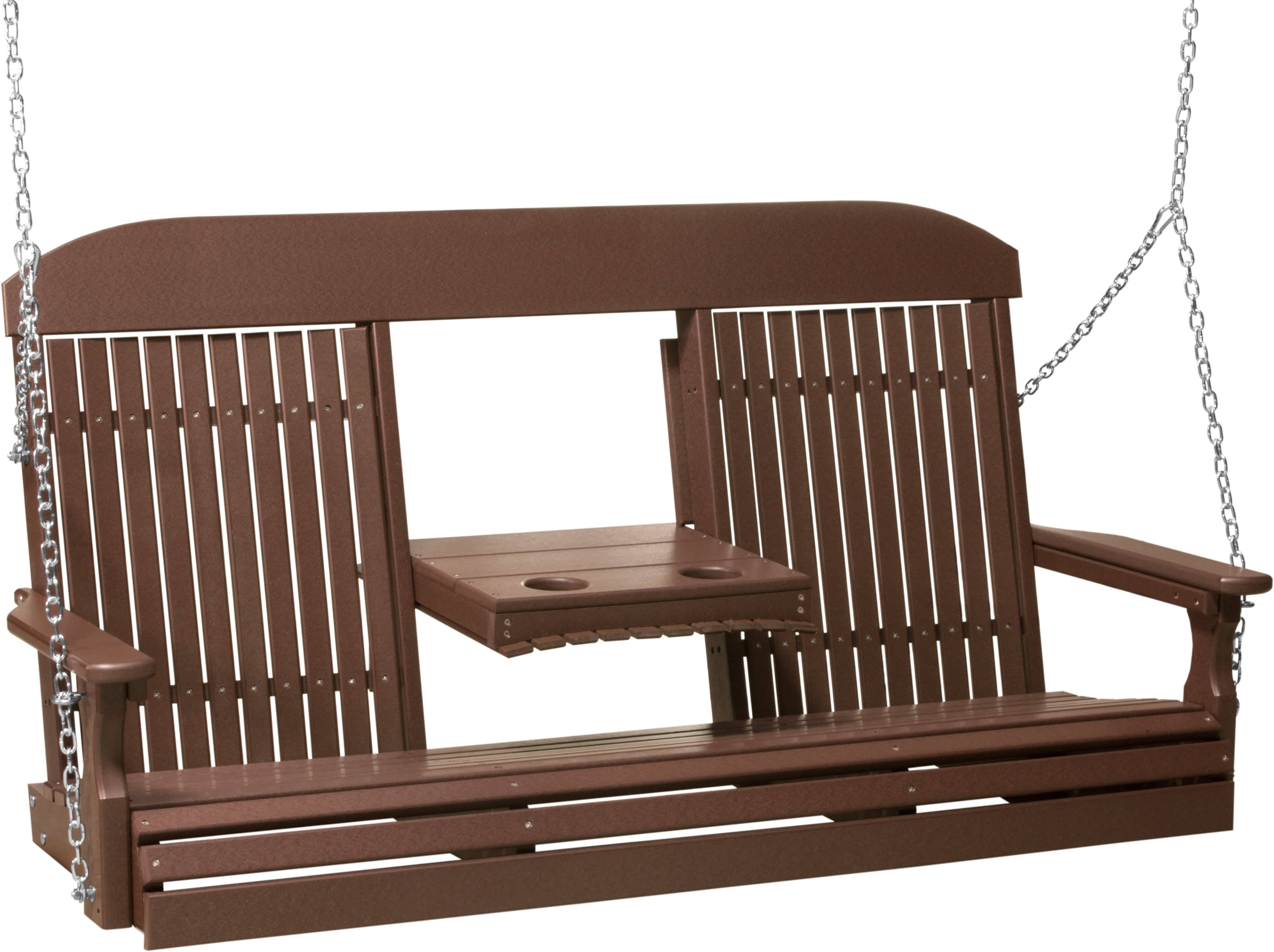 LuxCraft Classic Highback Console 5-Foot Poly Composite Porch Swing