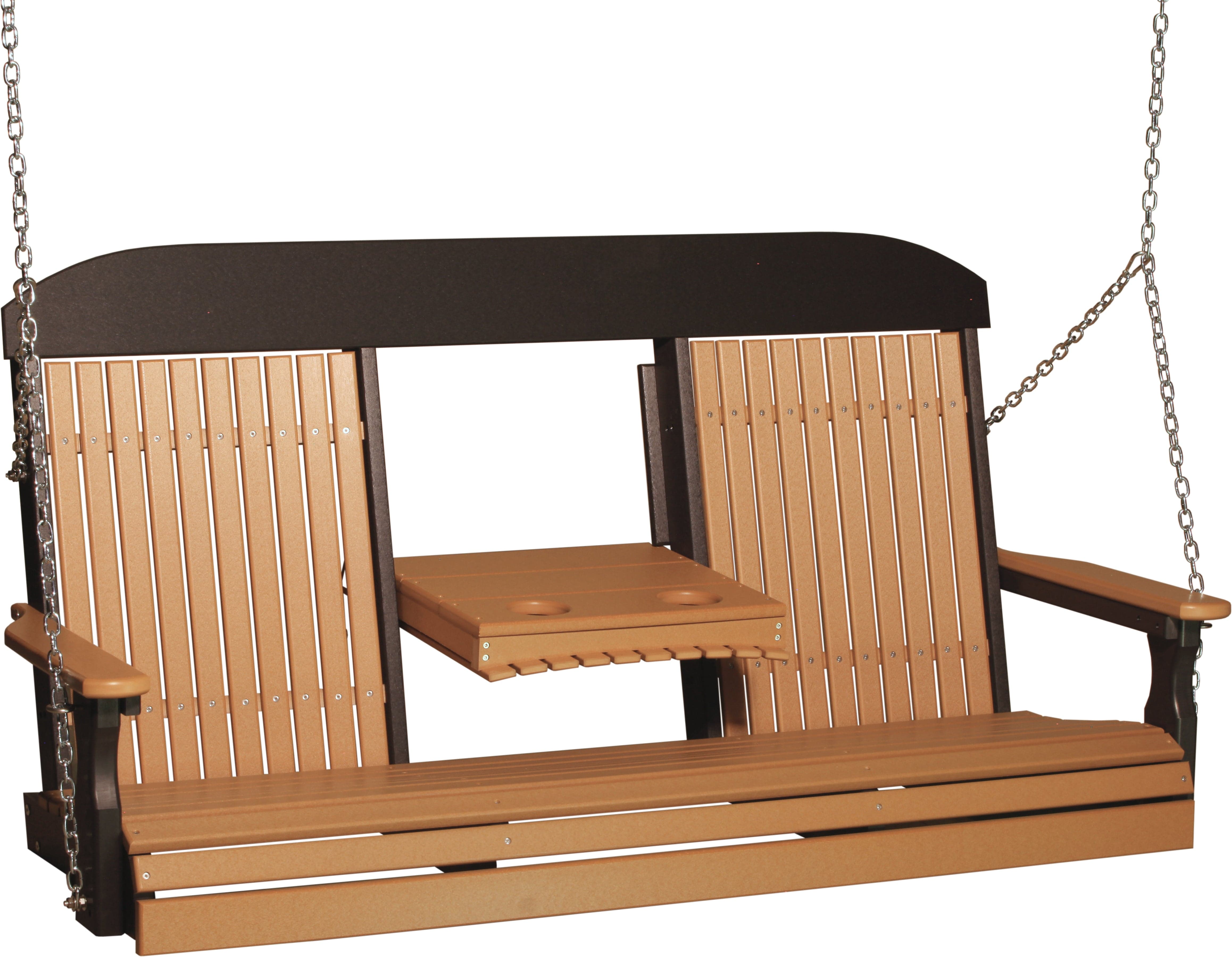 LuxCraft Classic Highback Console 5-Foot Poly Composite Porch Swing
