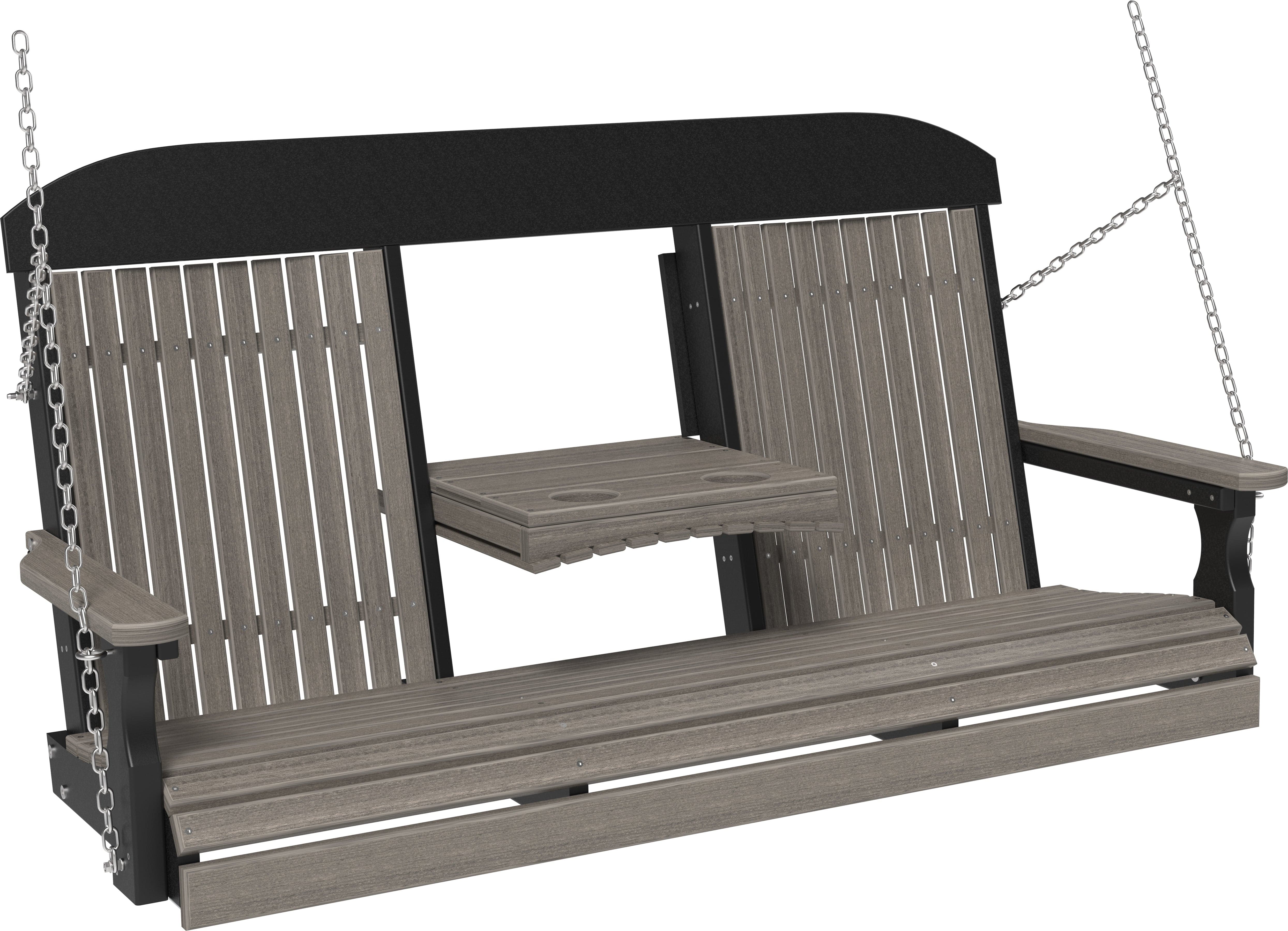 LuxCraft Classic Highback Console 5-Foot Poly Composite Porch Swing