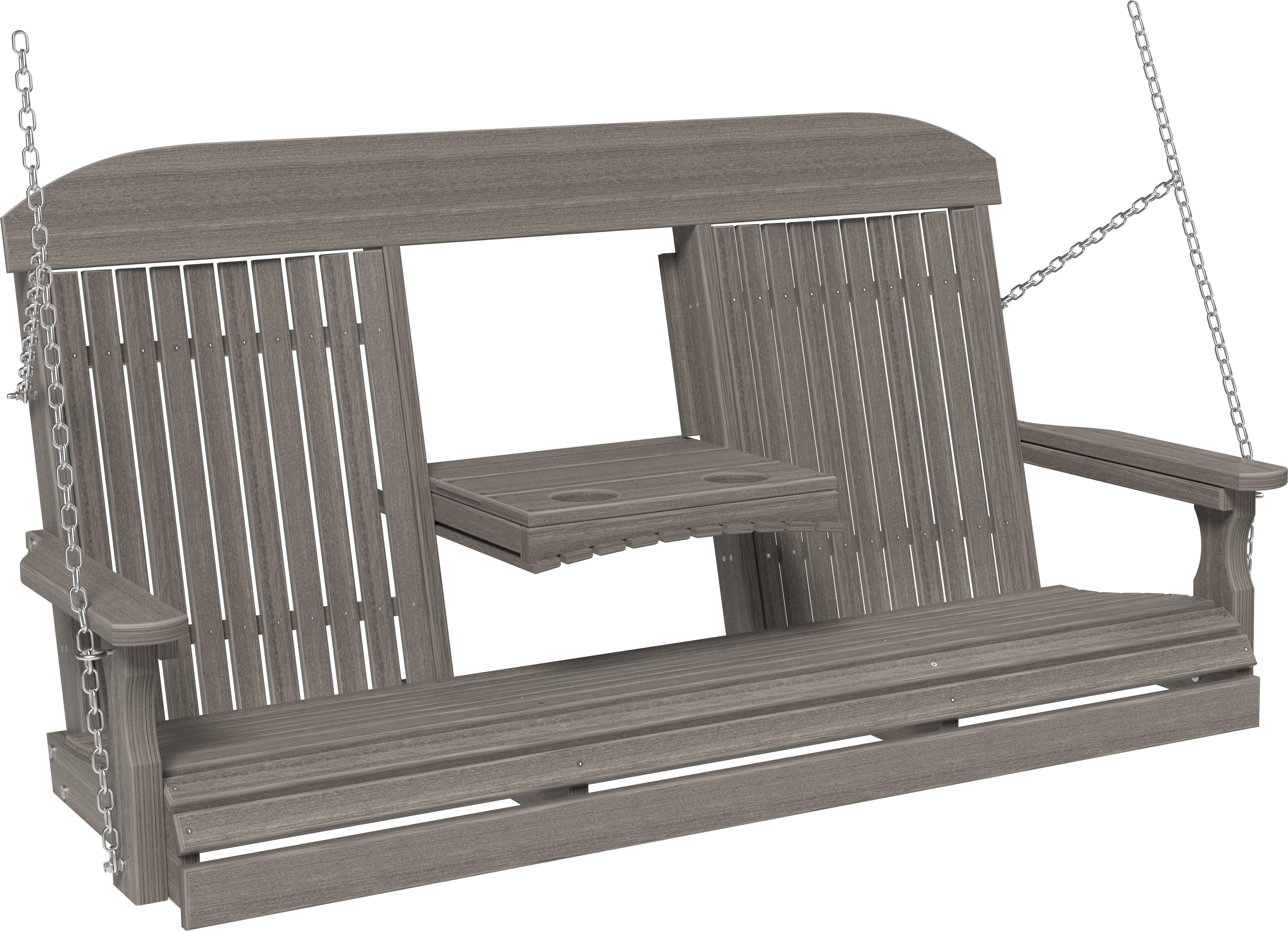 LuxCraft Classic Highback Console 5-Foot Poly Composite Porch Swing