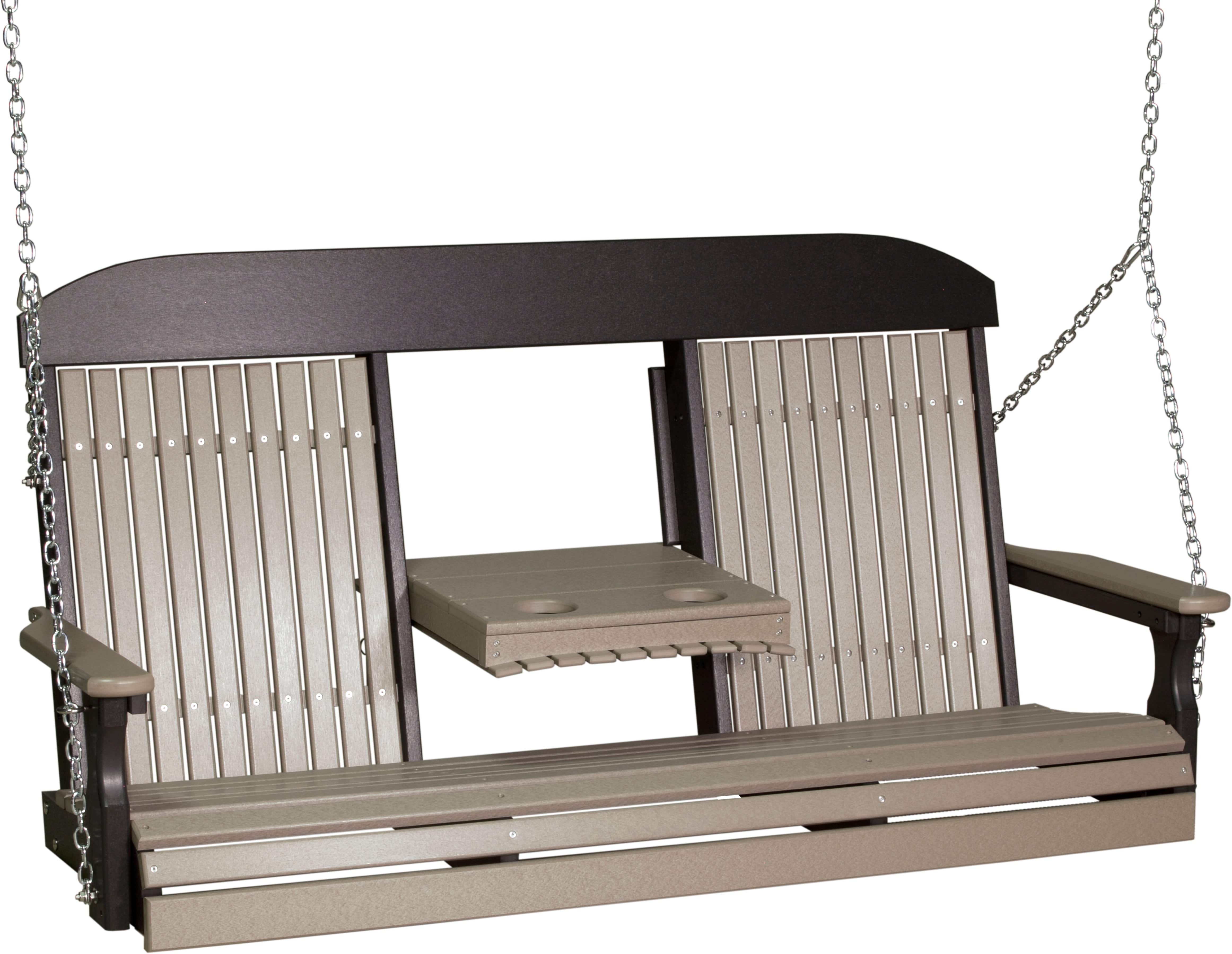 LuxCraft Classic Highback Console 5-Foot Poly Composite Porch Swing