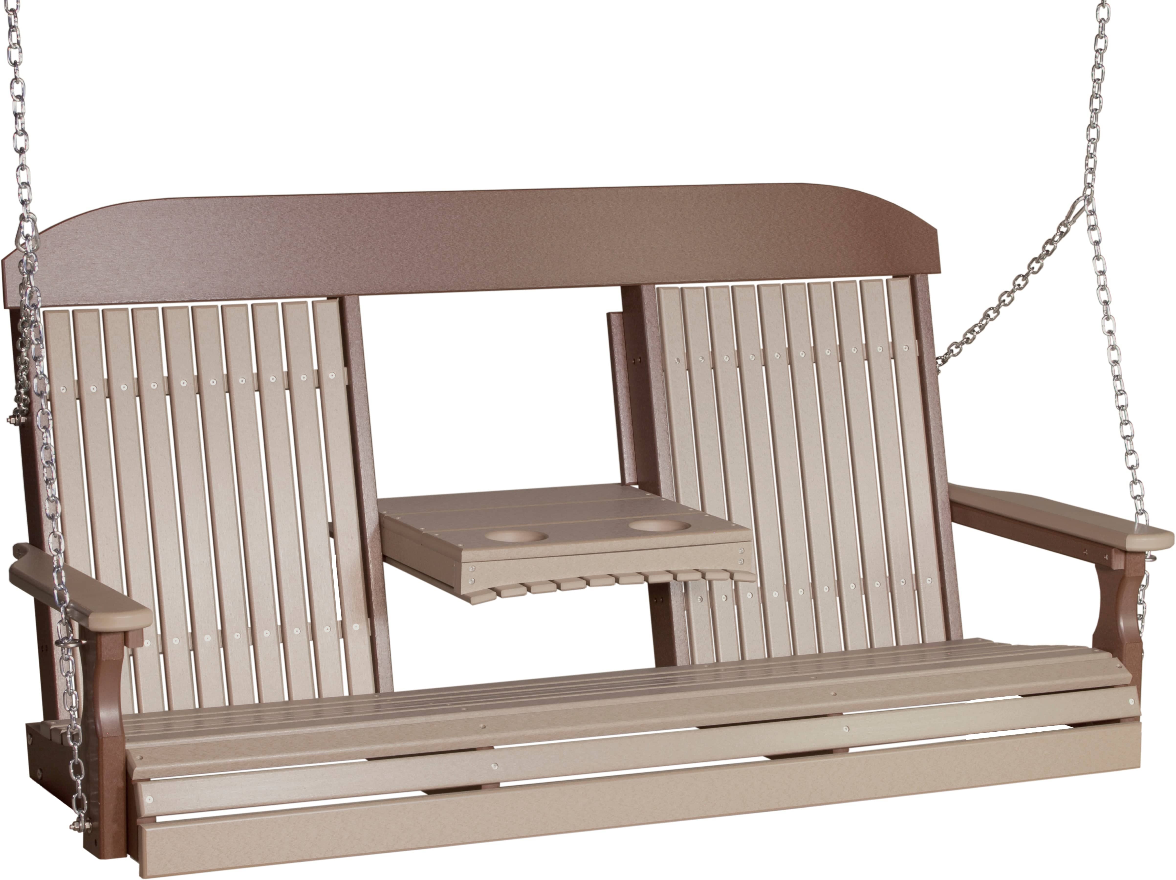 LuxCraft Classic Highback Console 5-Foot Poly Composite Porch Swing